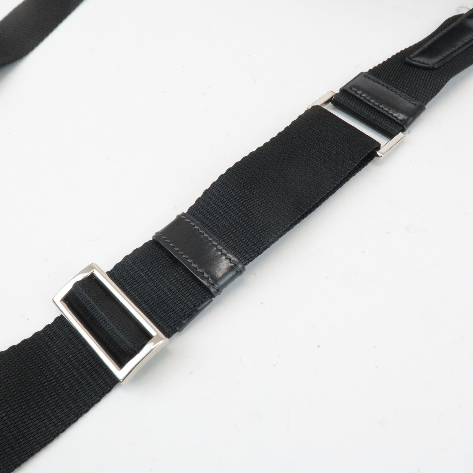 PRADA Triangel Logo Leather Nylon 2Way Bag Tote Bag Black BN1066