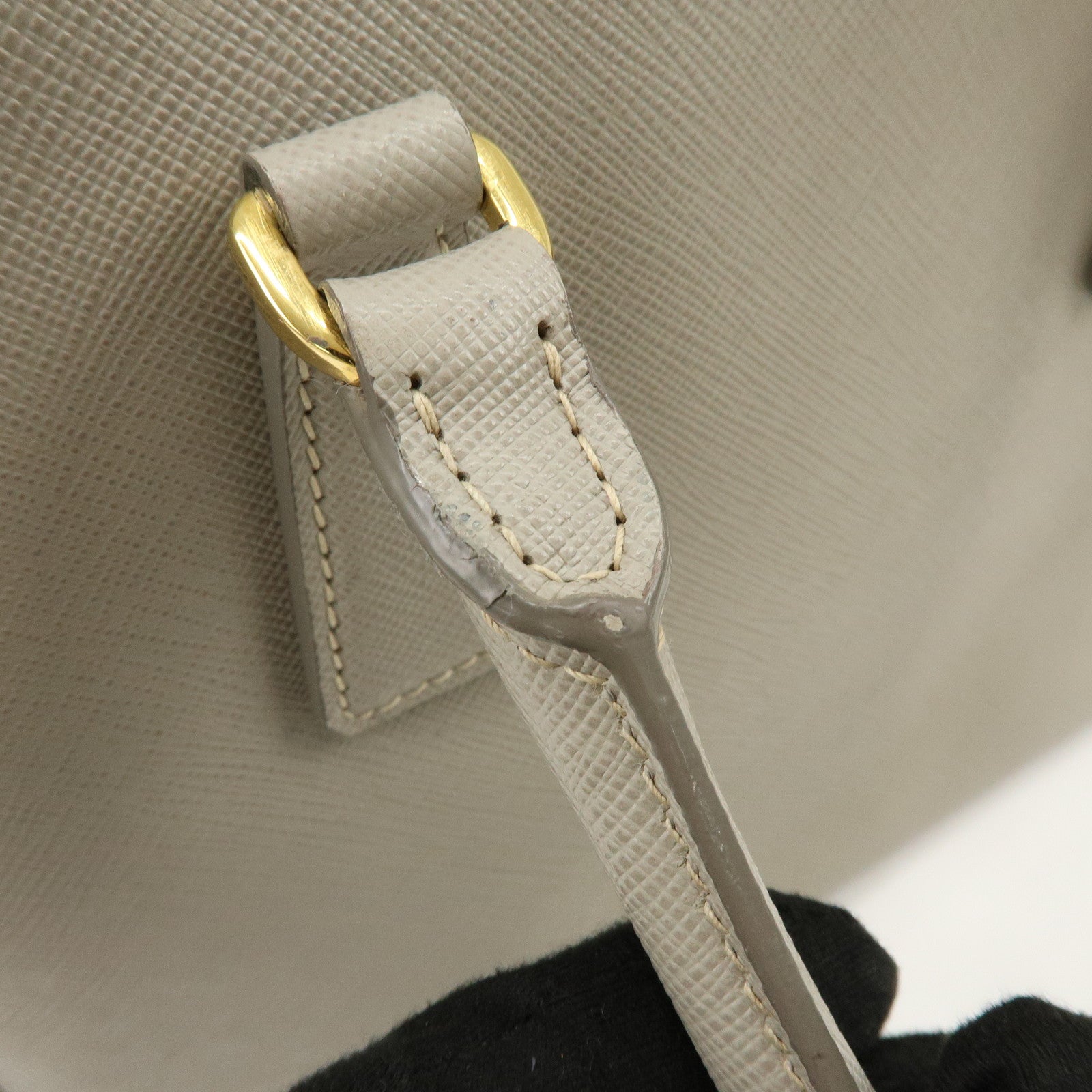 PRADA Triangle Logo Galleria 2Way Bag Shoulder Bag Gray BN2863
