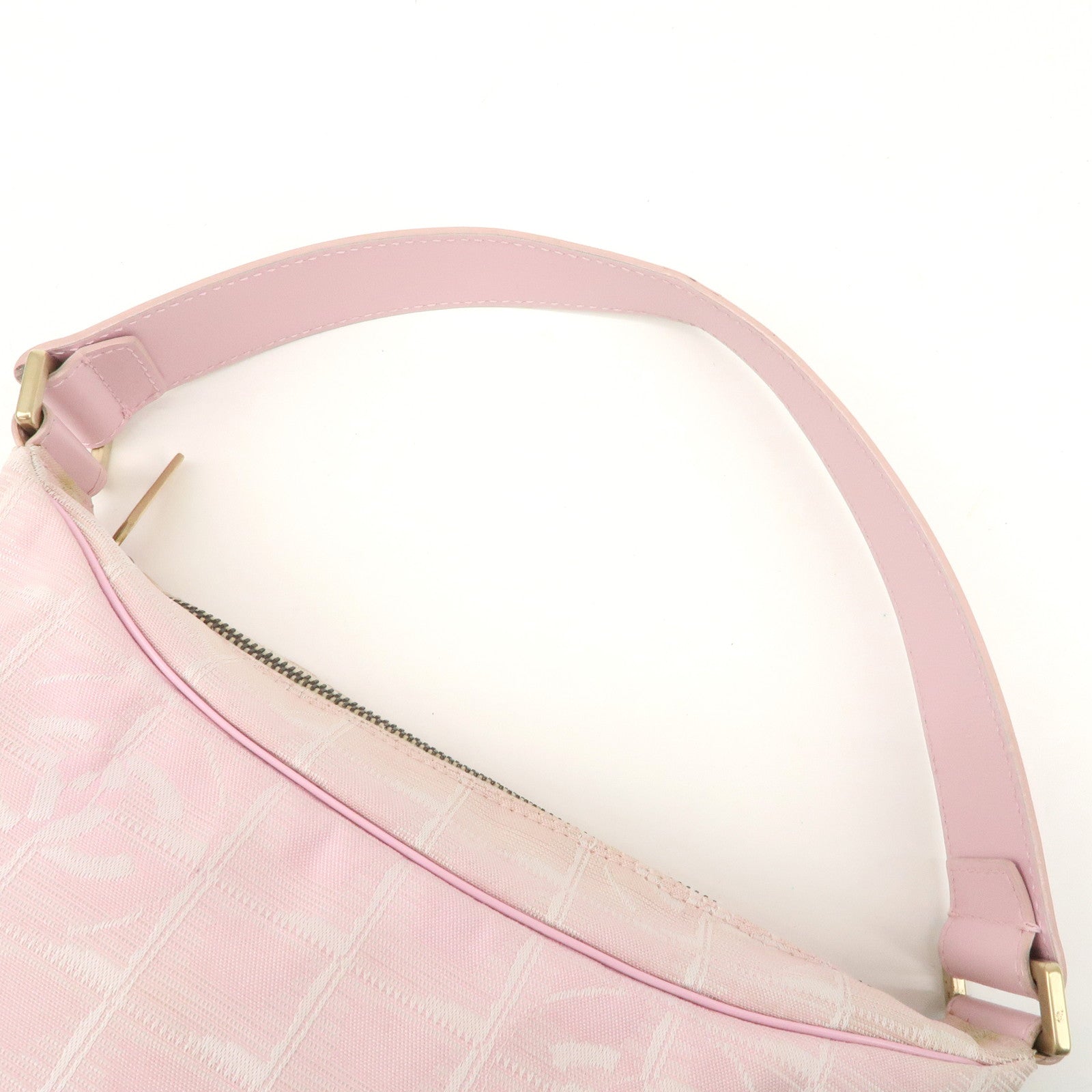 CHANEL New Travel Line Nylon Leather Shoulder Bag Hand Bag Pink Used