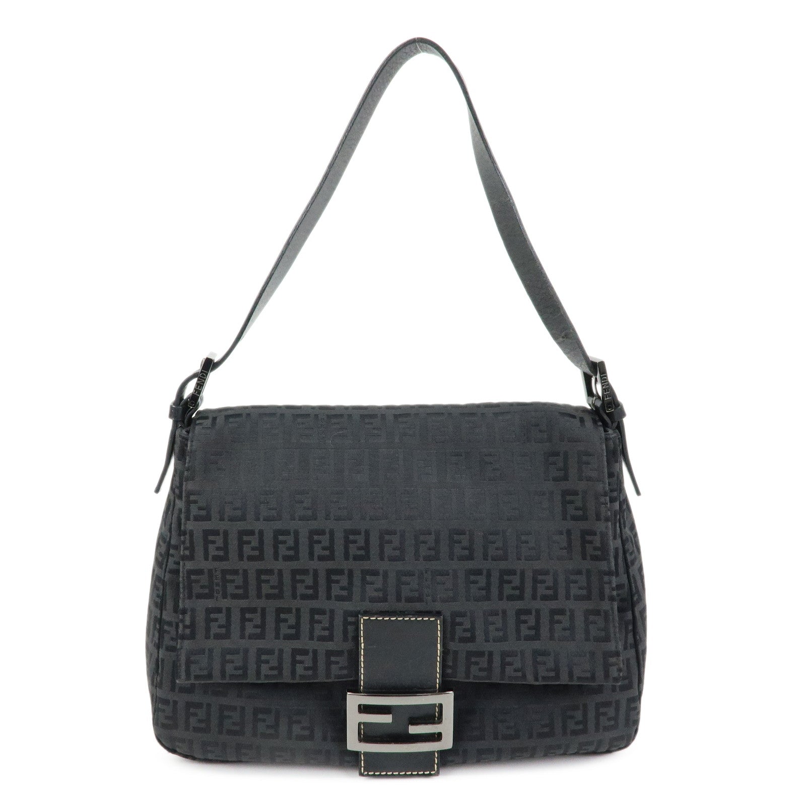 FENDI Zucchino Mamma Baguette Nylon Leather Shoulder Bag 8BR001