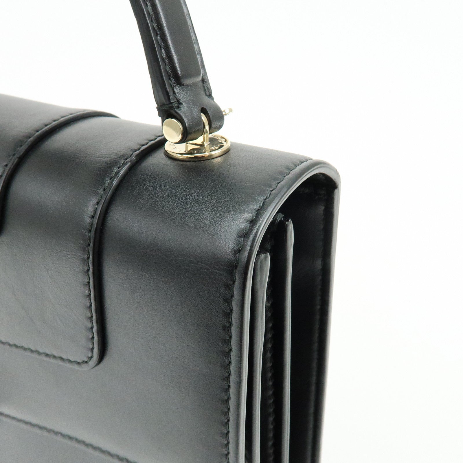 BVLGARI Serpenti Forever Top Handle Calf Leather Hand Bag Black
