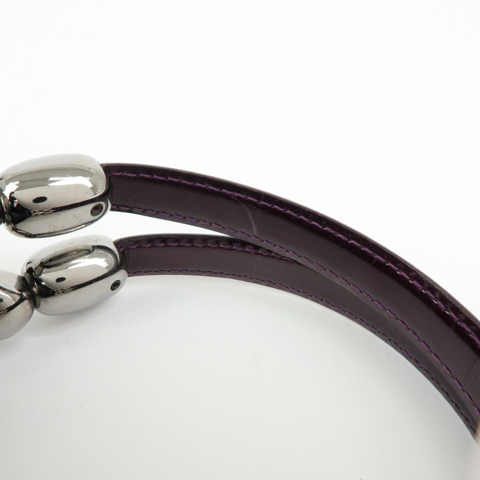 Christian Dior Maris Pearl Patent Leather Tote Bag Hand Bag Purple