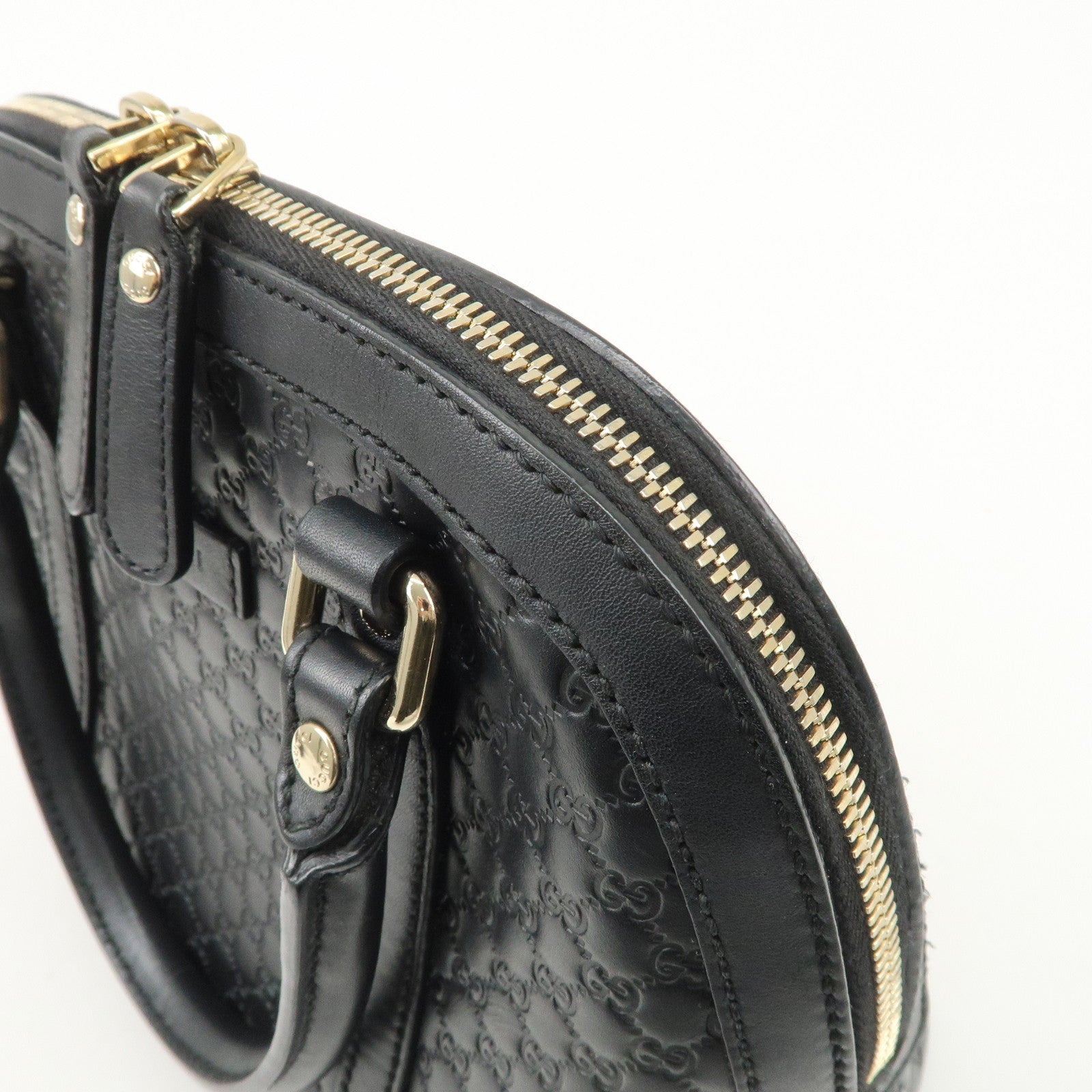 GUCCI Micro Guccissima Leather 2 Way Hand Bag Black 449654 Used