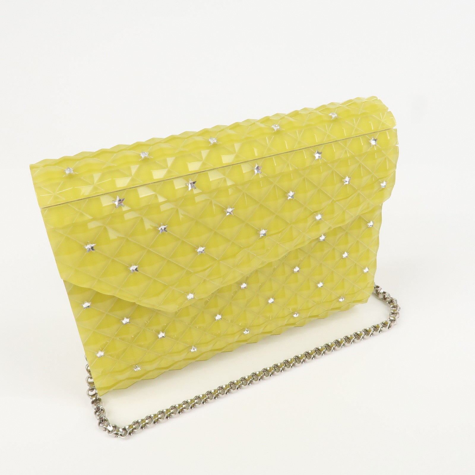 JIMMY CHOO Plastic Candy Clutch Bag Shoulder Bag Star Yellow Used