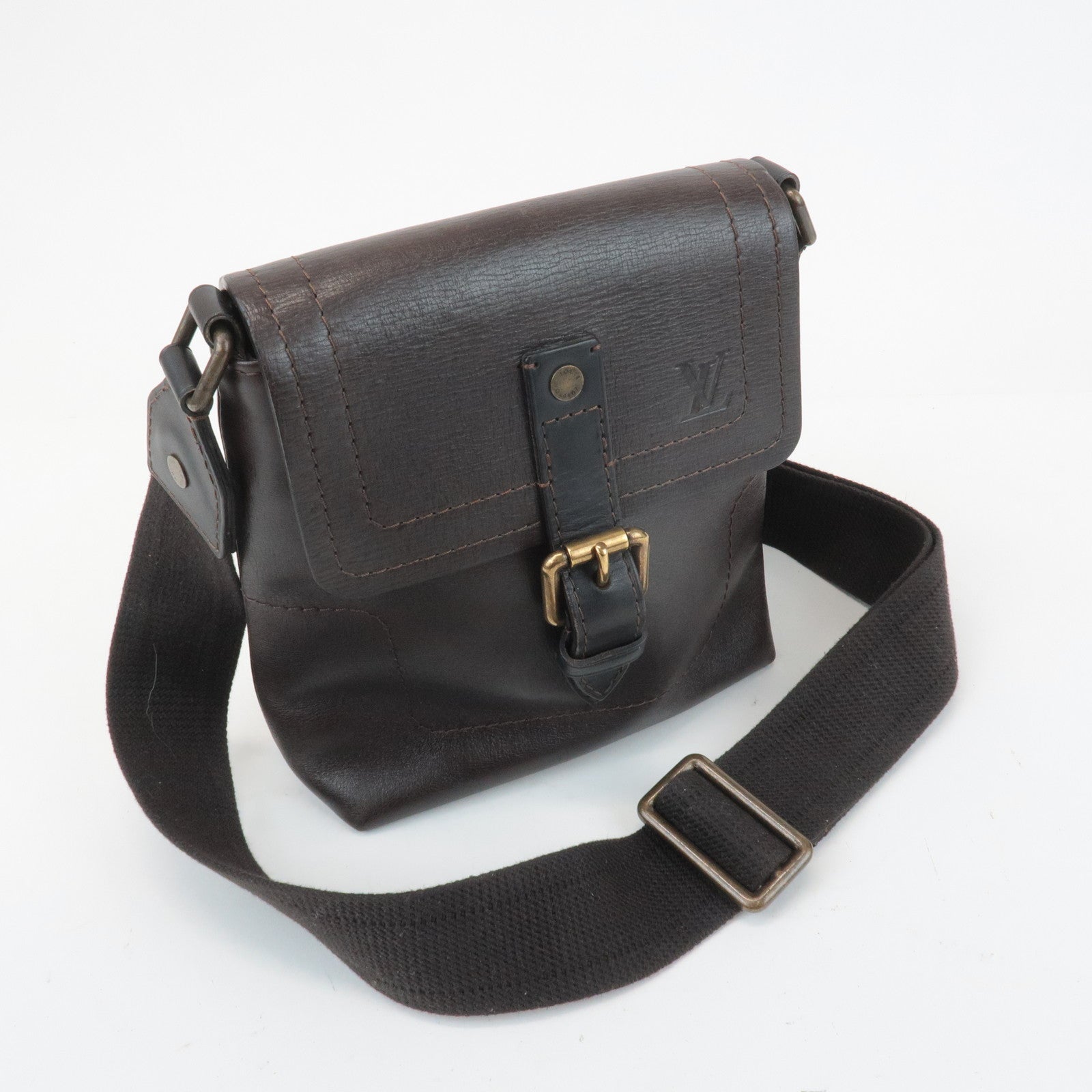 Louis Vuitton Utah Calf Leather Shoulder Bag Crossbody Bag Cafe M92995 Used