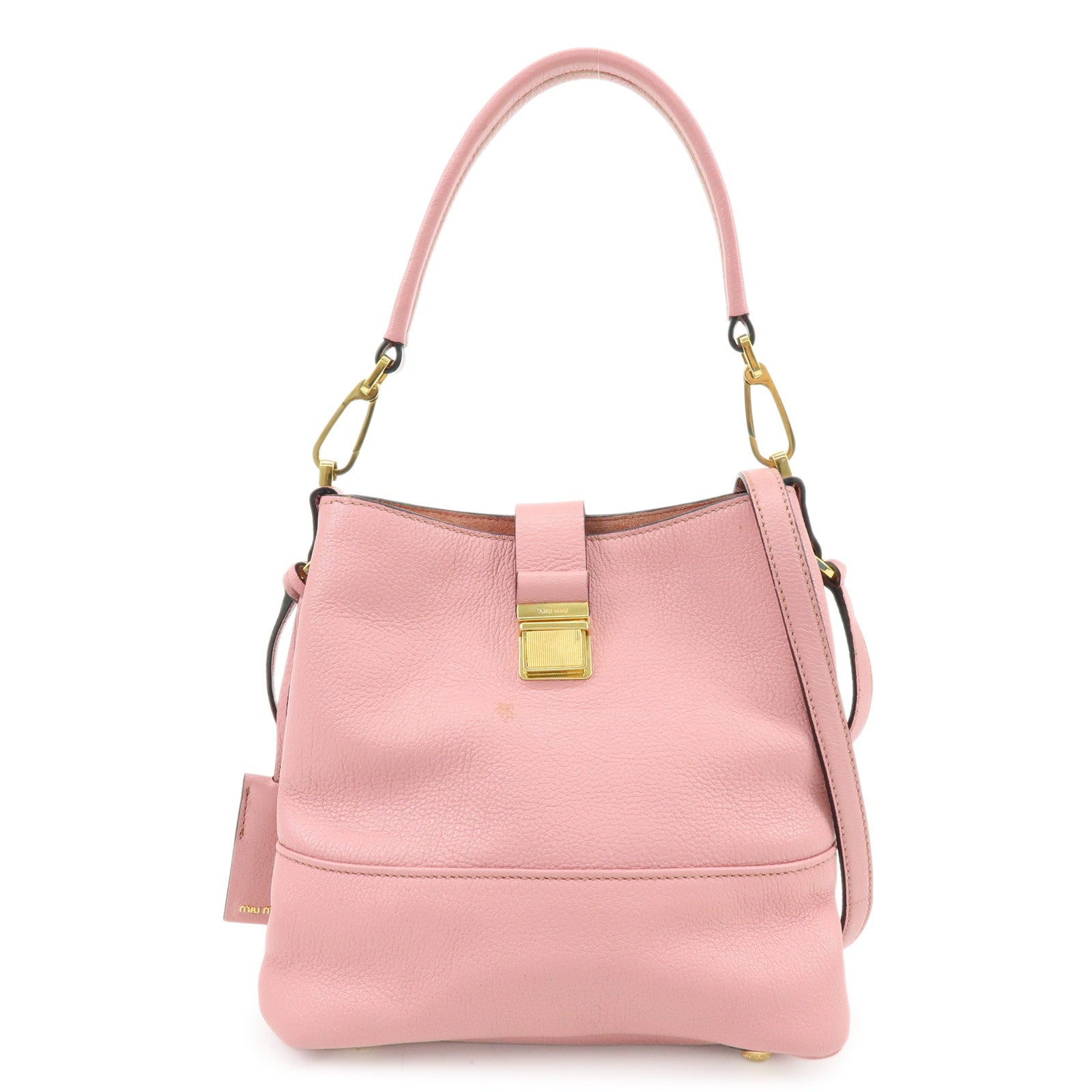 MIU MIU Madras Leather 2Way Bag Hand Bag Shoulder Bag Pink RR1951