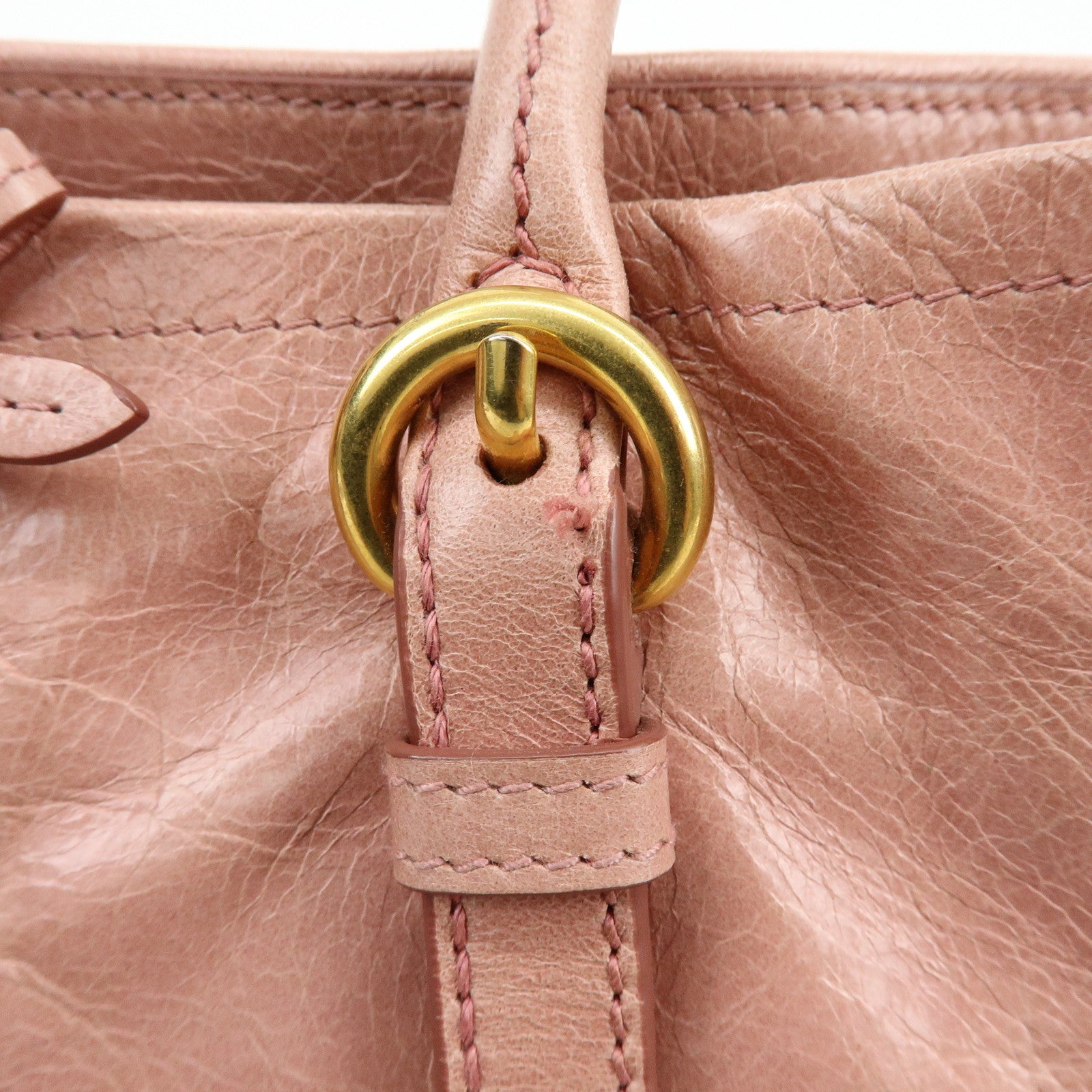 MIU MIU Leather Ribbon 2Way Bag Hand Bag Shoulder Bag Pink