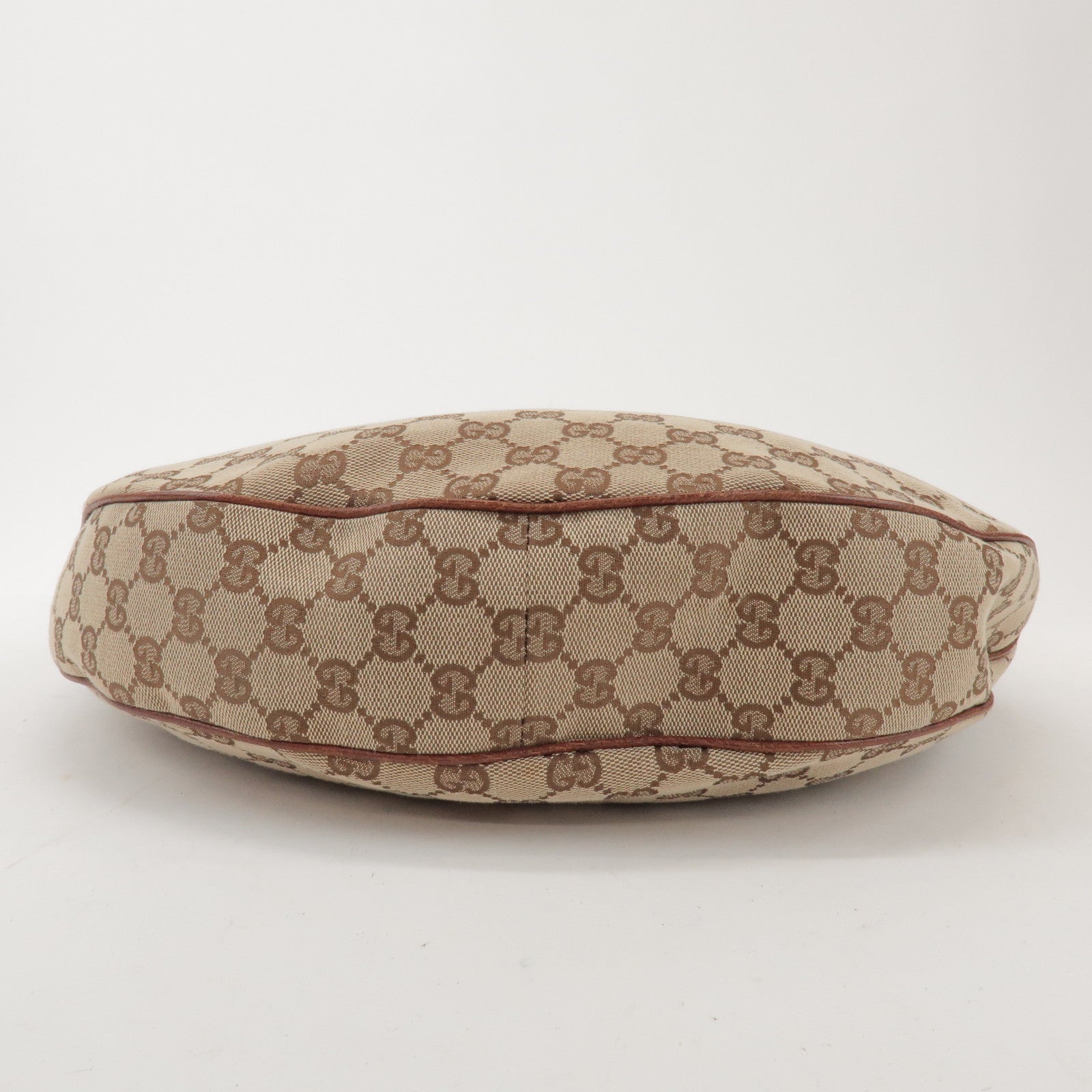 GUCCI Bamboo GG Canvas Leather Shoulder Bag Beige Brown 137577