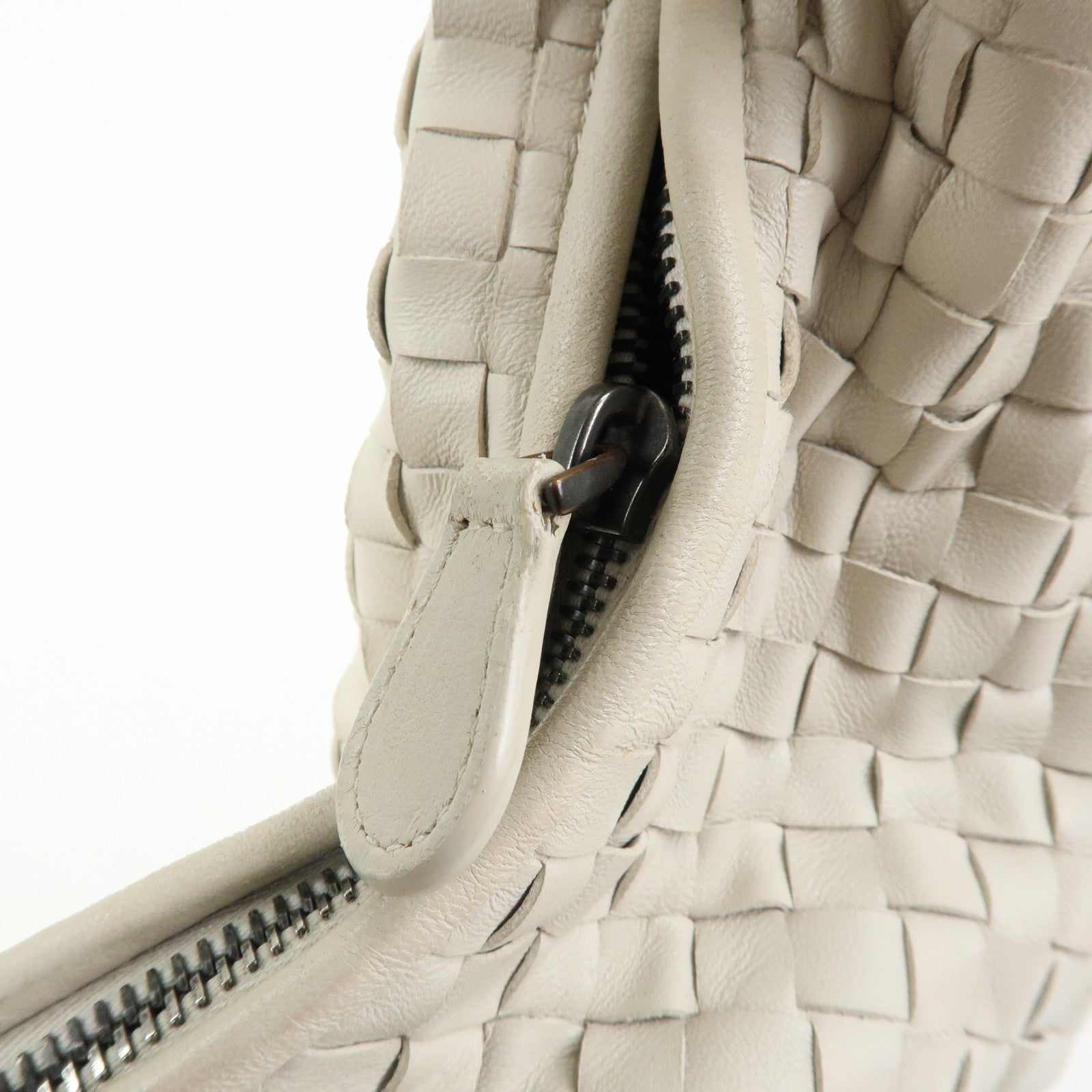 BOTTEGA VENETA Hobo Intrecciato Leather Shoulder Bag Ivory 232499