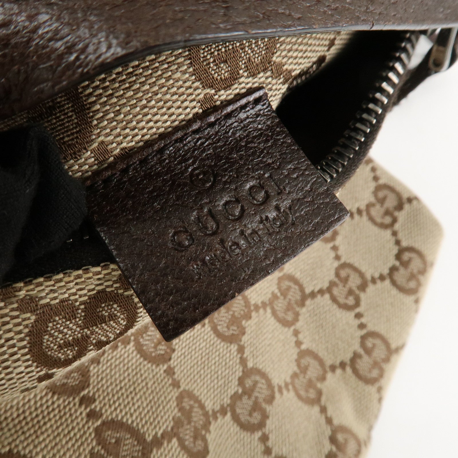 GUCCI GG Canvas Leather Waist Bag Crossbody Bag Beige Brown 28566 Used