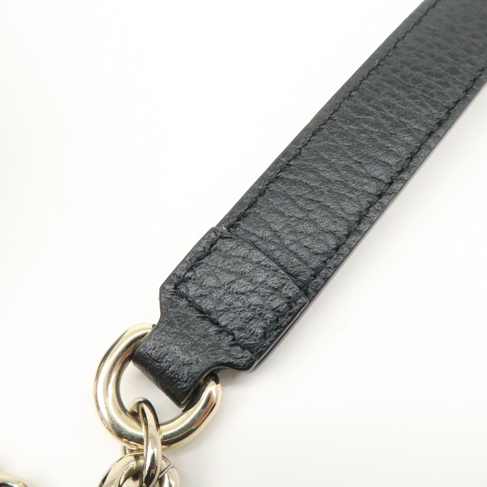 GUCCI Interlocking G Leather Chain Shoulder Bag Black 607720 Used