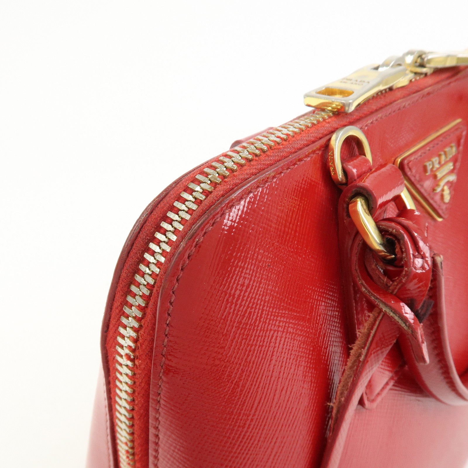 PRADA Promenade Small Leather 2Way Hand Shoulder Bag Red BL0838