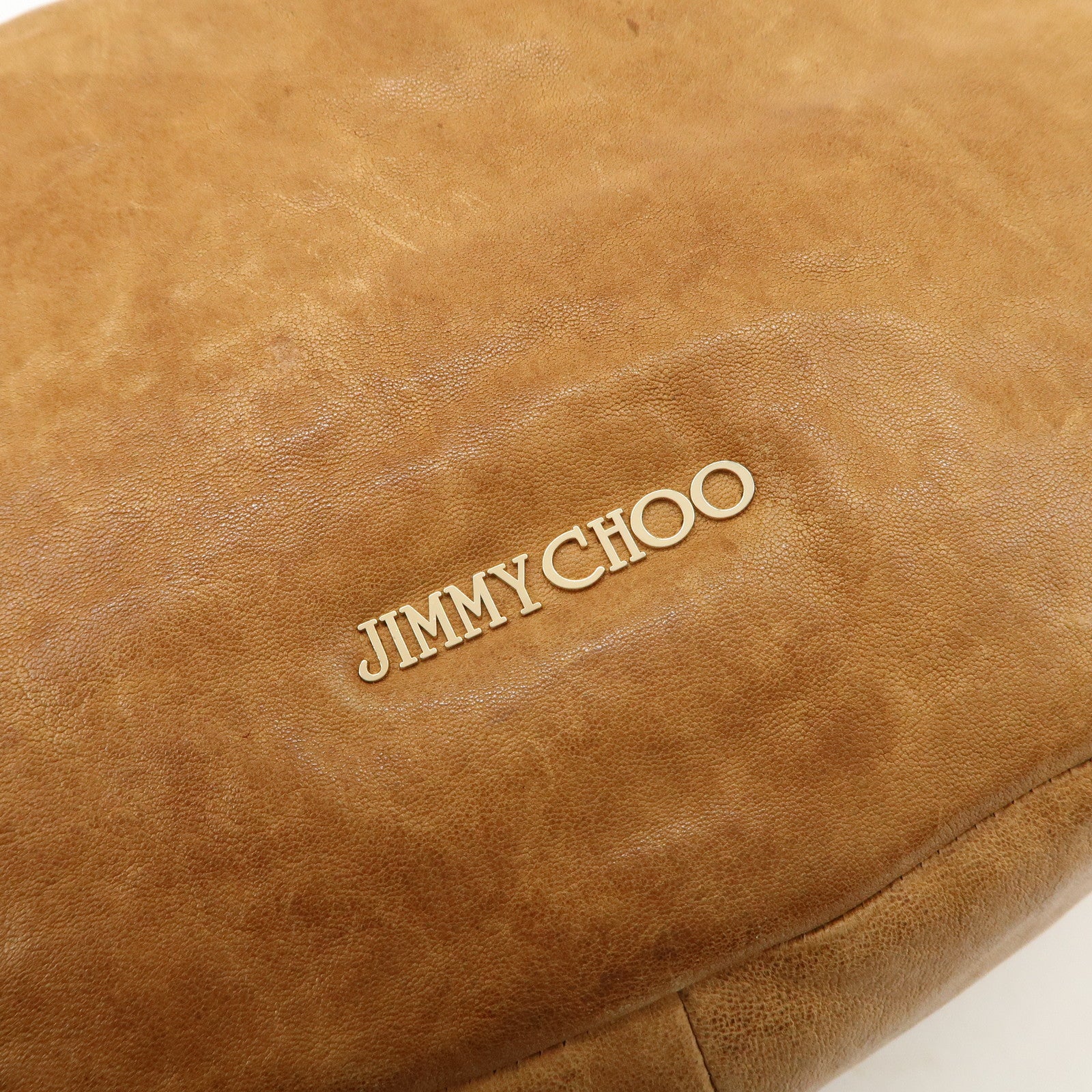 JIMMY CHOO Sky Bag Leather Shoulder Bag Hand Bag Brown