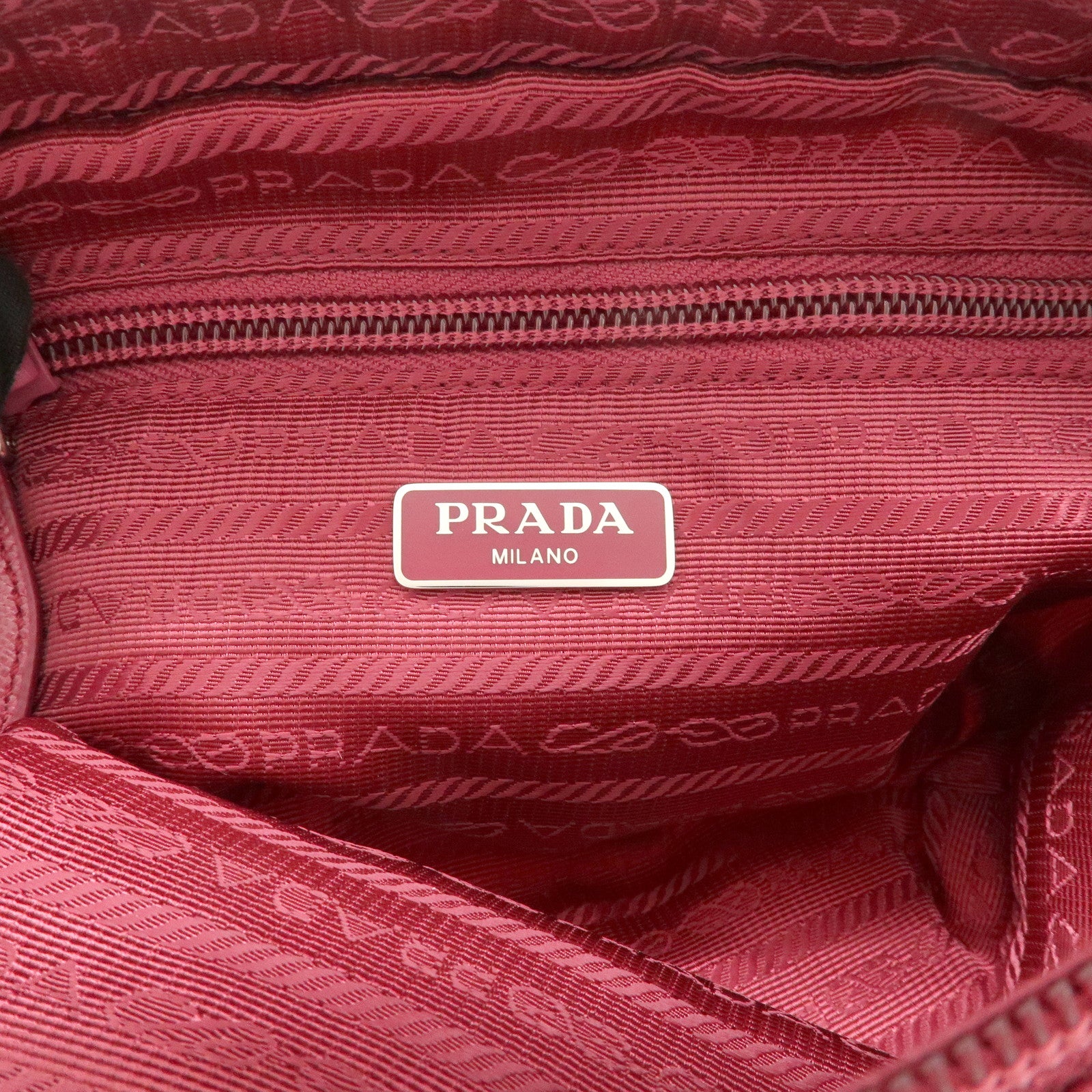 PRADA Triangle Logo Nylon Leather Pouch Pink 1NE693 Used