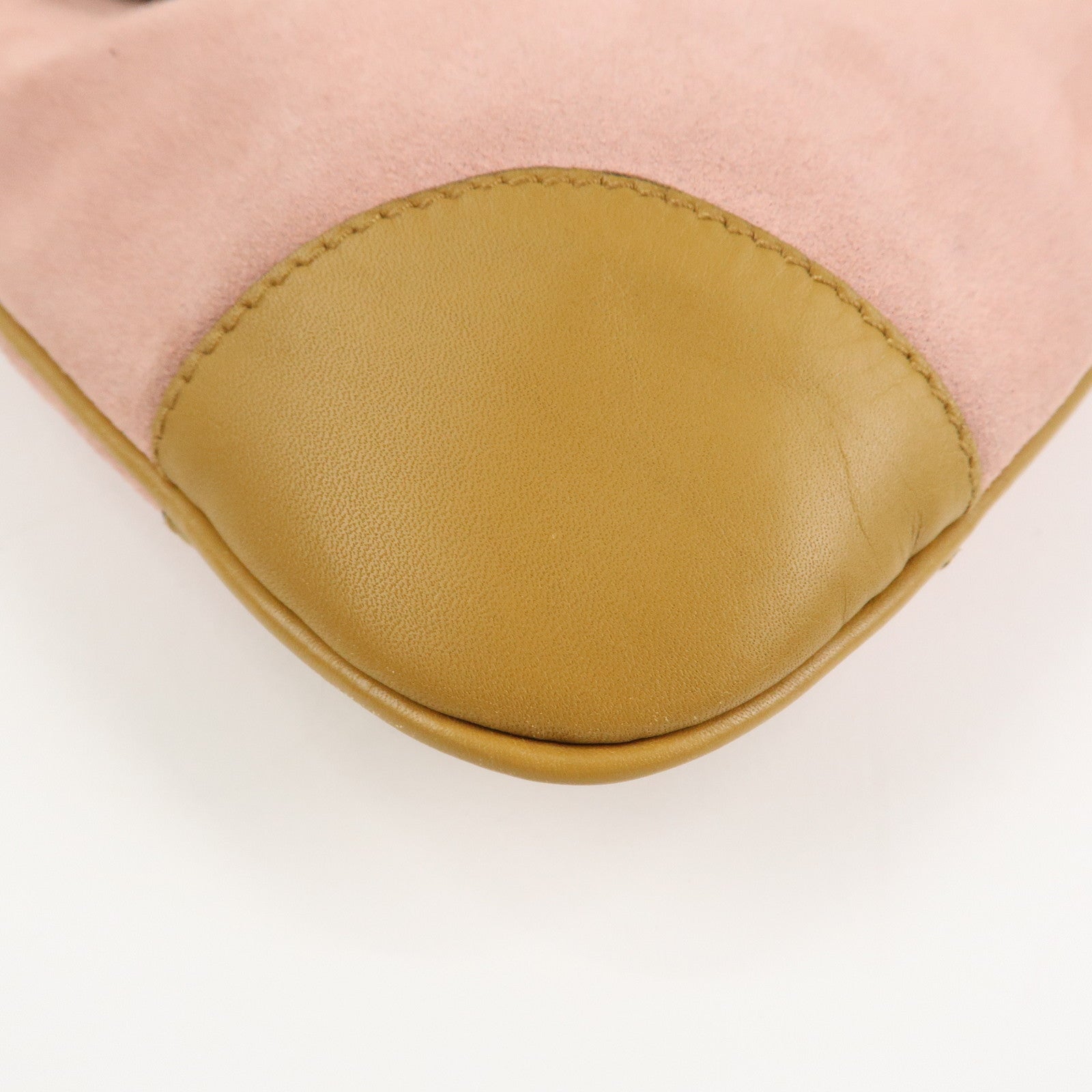 GUCCI Bamboo Suede Leather Shoulder Bag Hand Bag Pink 001.4096