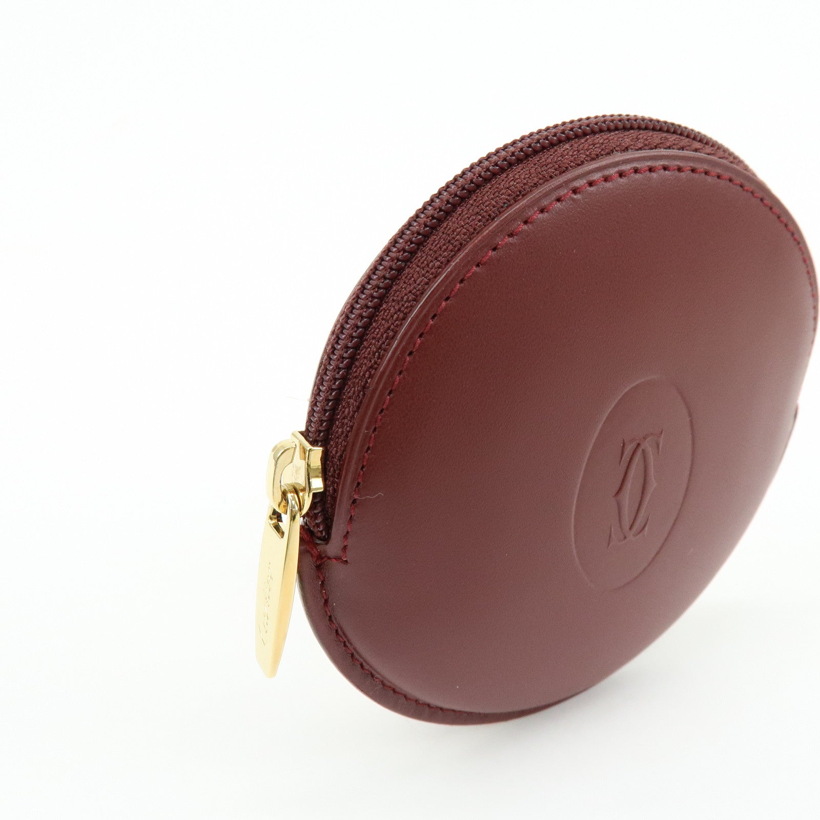 Cartier Must de Cartier Calf Skin Leather Coin Case Bordeaux