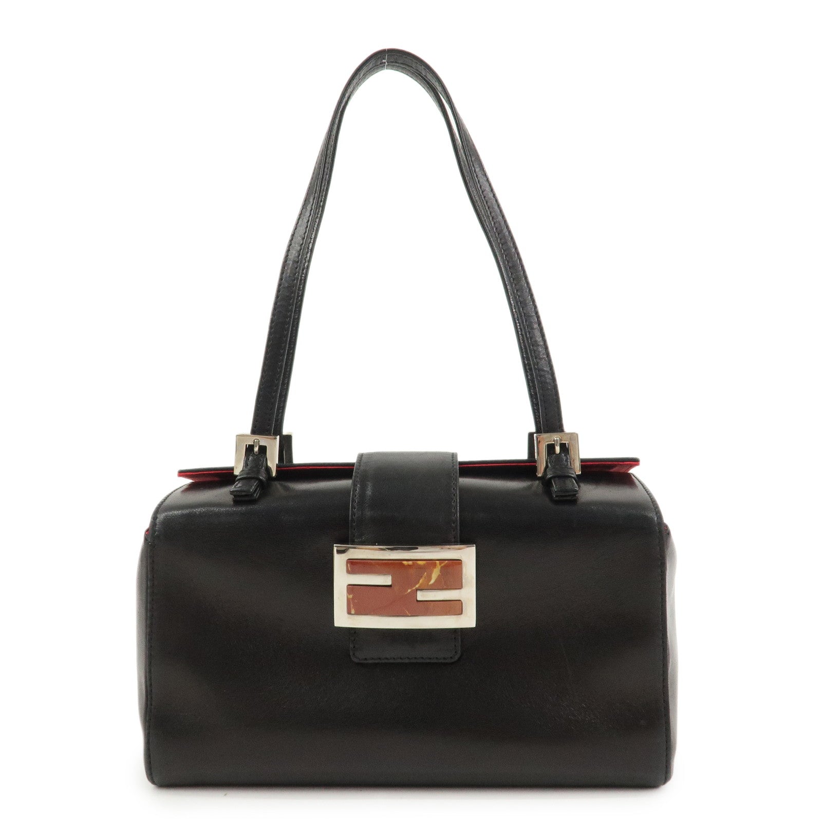 FENDI Nappa Leather Hand Bag Shoulder Bag Black 10163350001