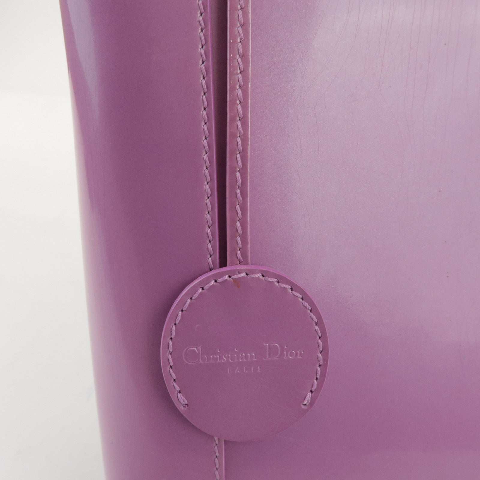 Christian Dior Maris Pearl Patent Leather Hand Bag Purple