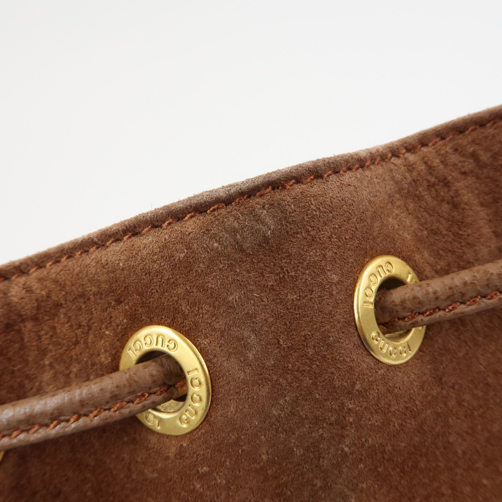 GUCCI Bamboo Suede Leather 2WAY Bag Hand Bag Brown 001・3754・1657