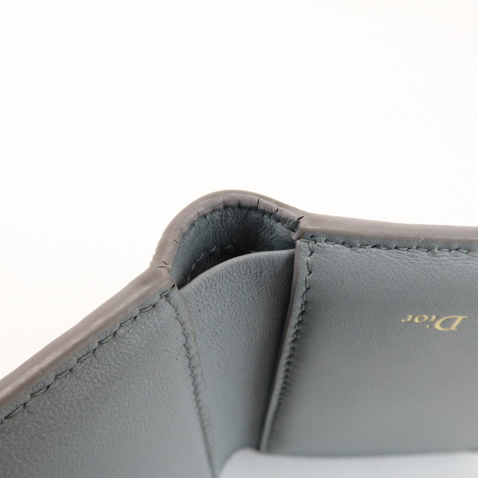 Christian Dior Montaigne Leather Compact Lotus Wallet Gray