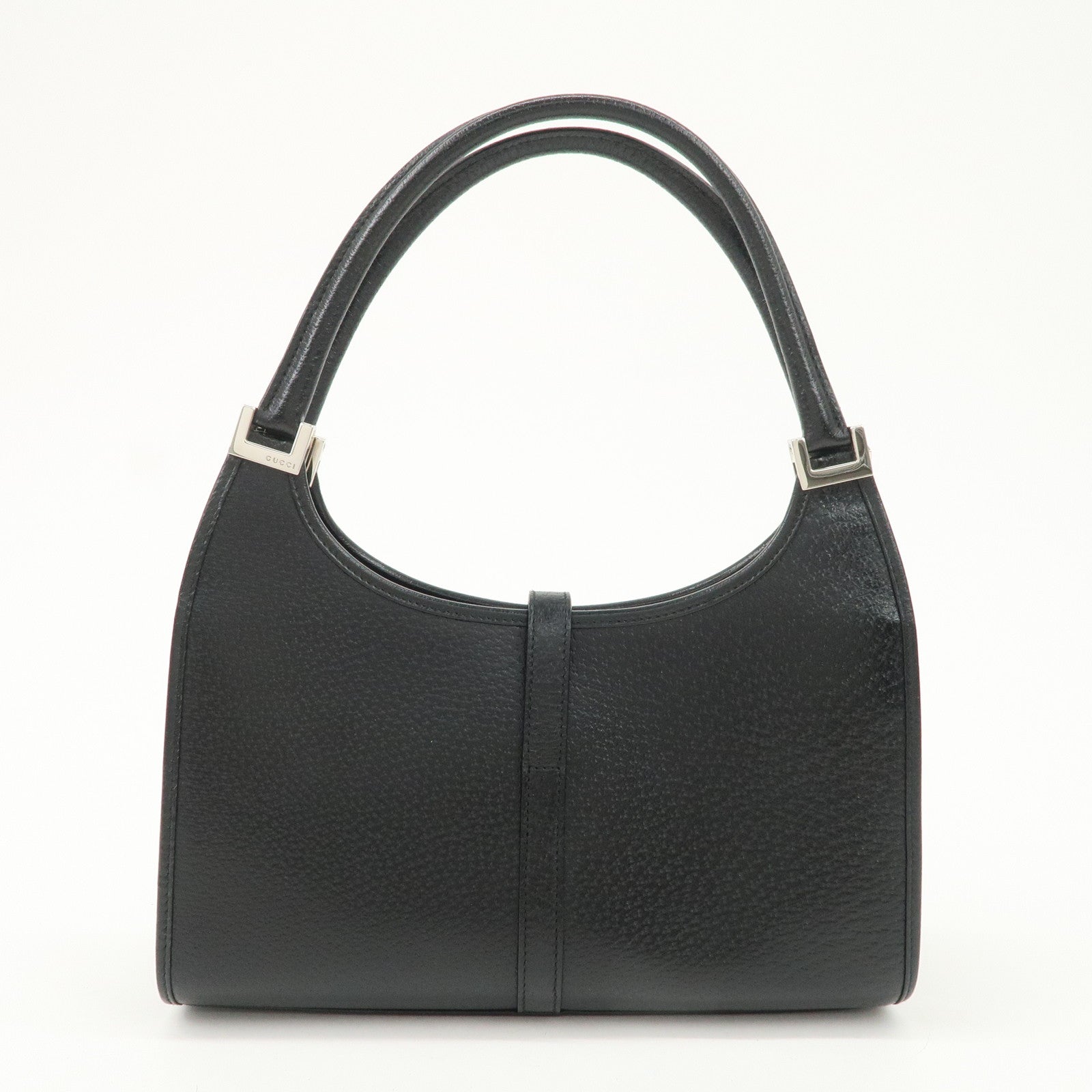 GUCCI Jackie Logo Leather Hand Bag Shoulder Bag Black 002.1068
