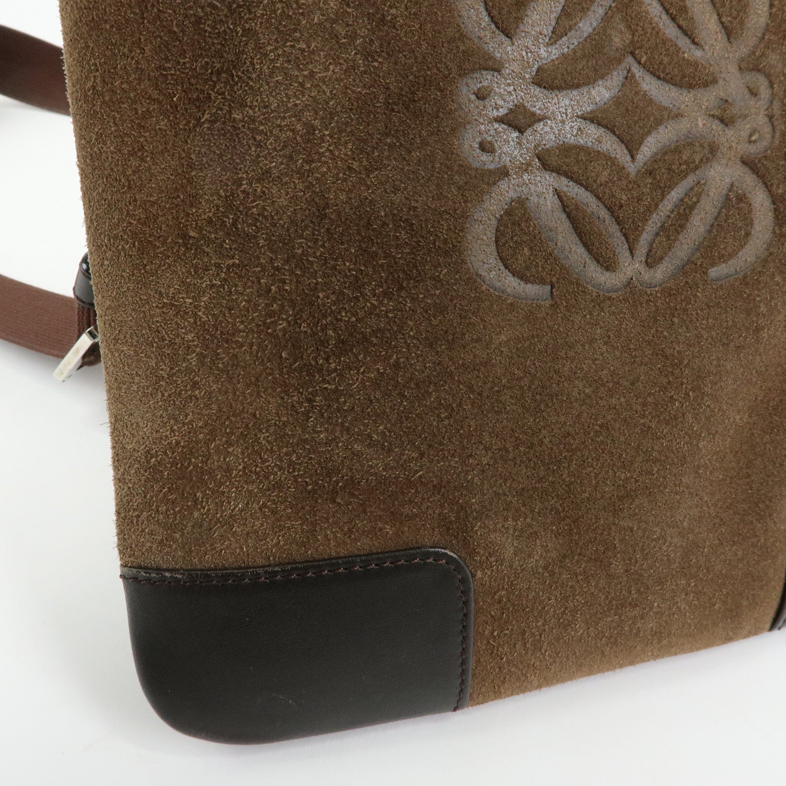 LOEWE Anagram Suede Leather Shoulder Bag Crossbody Bag Brown