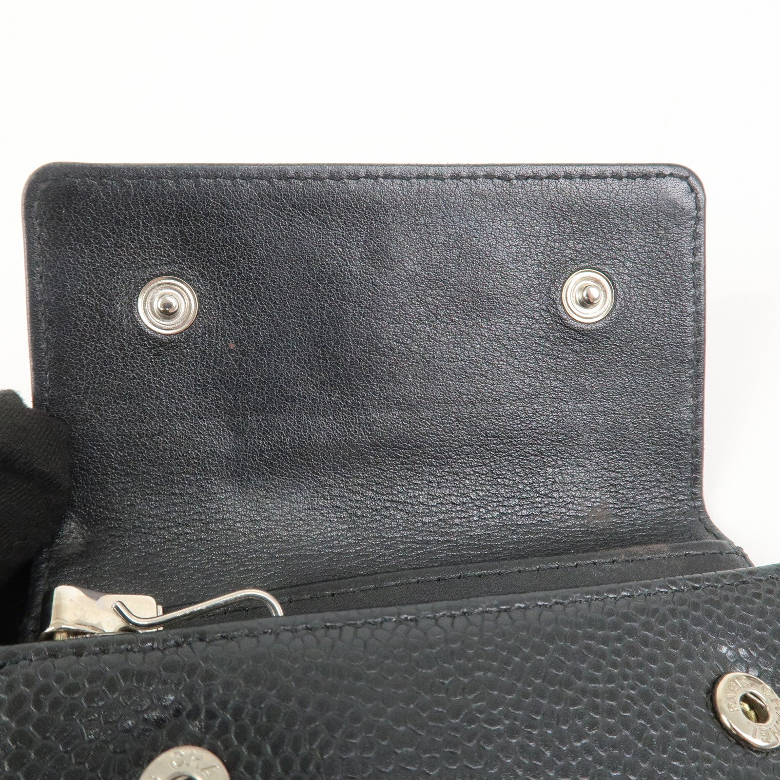 CHANEL COCO Mark Caviarskin Leather Key Case Key Holder Black