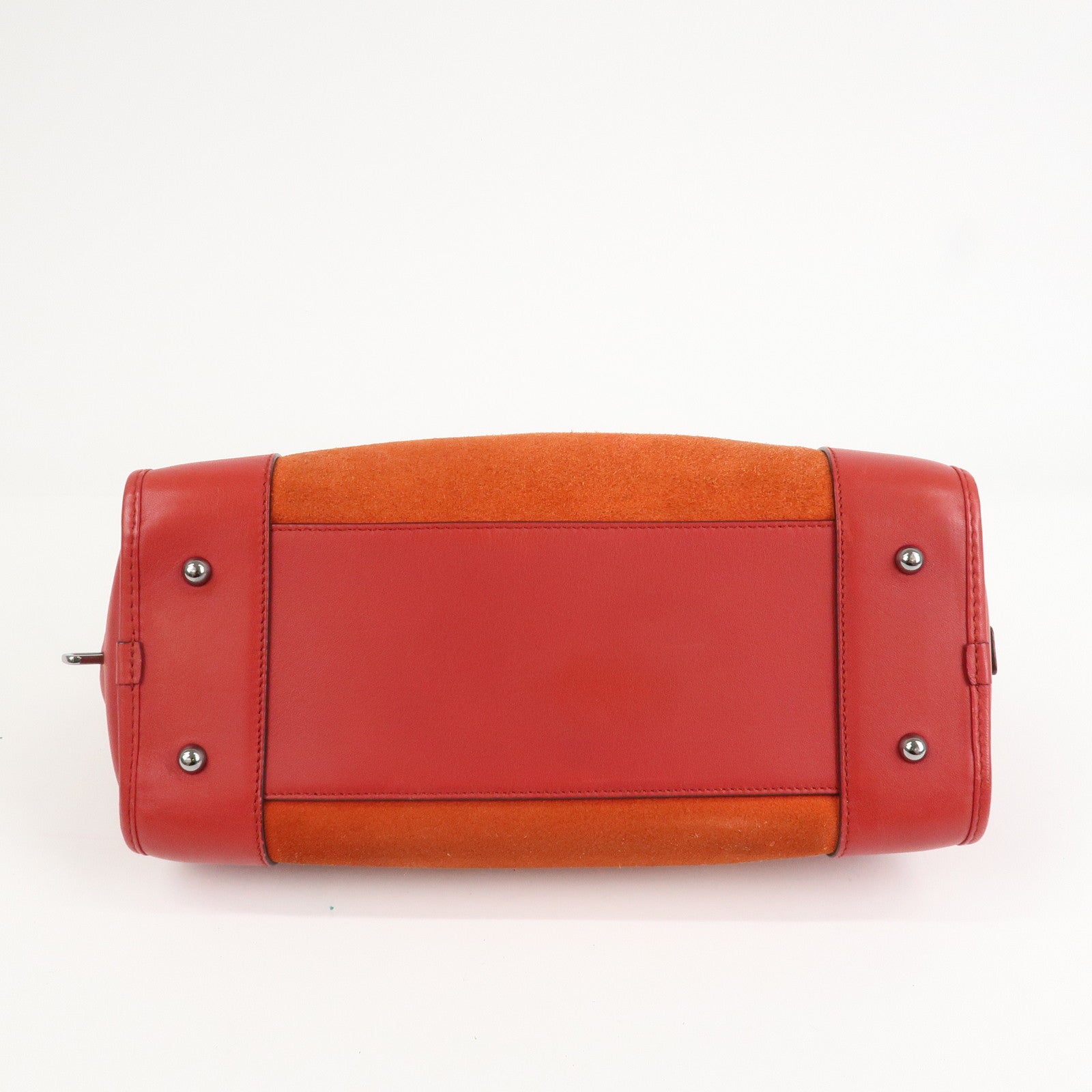 LOEWE Anagram Leather Suede Amazona 28 Hand Bag Orange Red