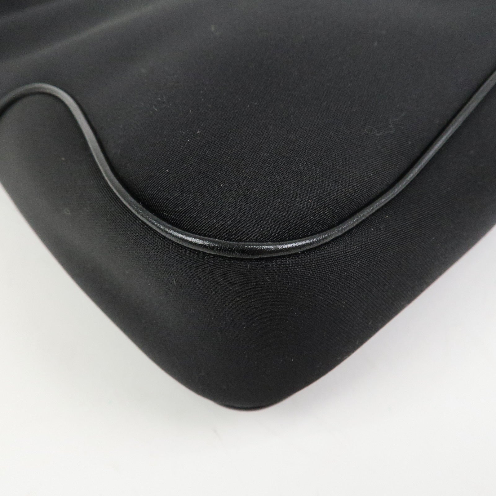 Ferragamo Logo Nylon Canvas Leather Shoulder Bag Hand Bag Black