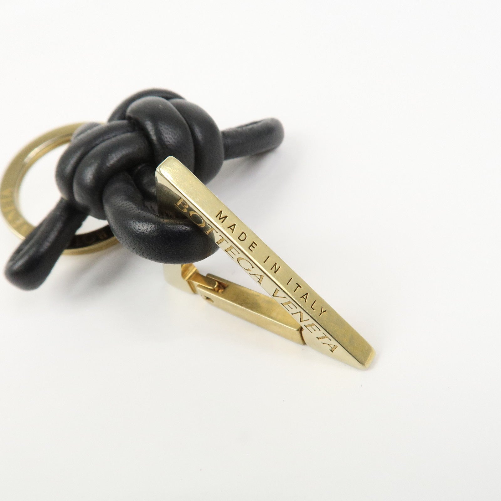 BOTTEGA VENETA Nappa Leather Bag Charm Key Chain Black