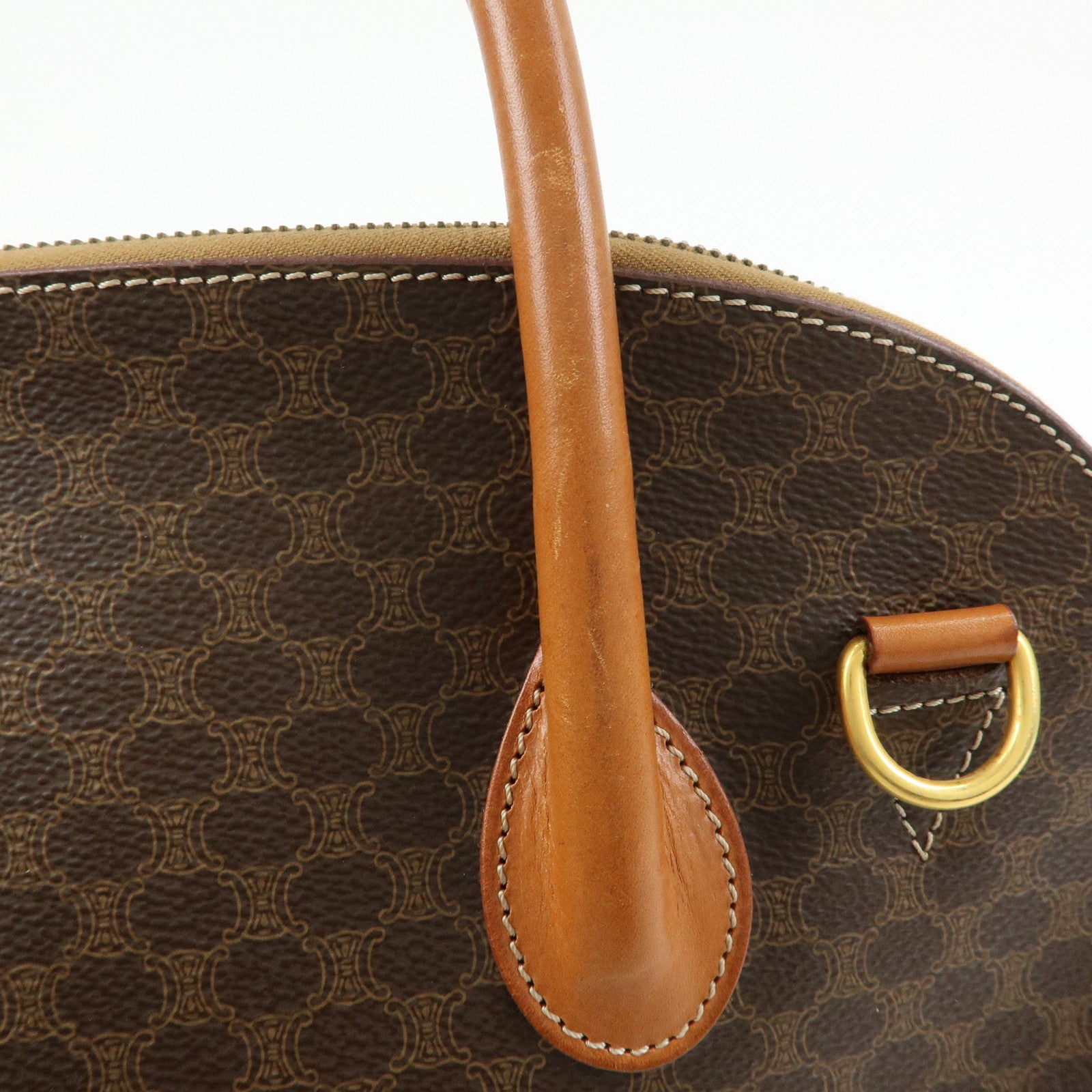 CELINE Macadam PVC Leather 2Way Bag Hand Bag Brown