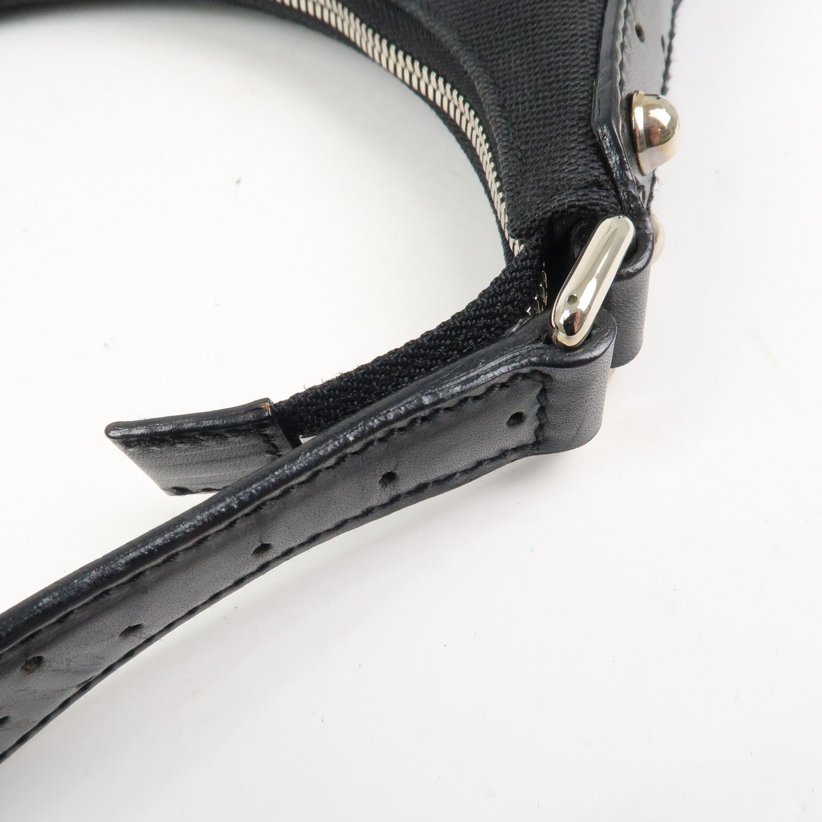 GUCCI Interlocking G Canvas Leather One Shoulder Bag Black 114869