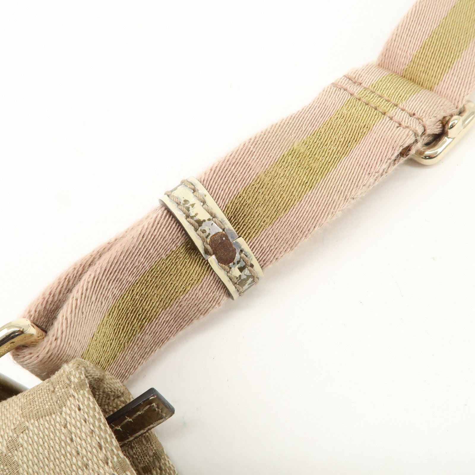 GUCCI Sherry GG Canvas Leather Shoulder Bag Pink Beige 189749 Used