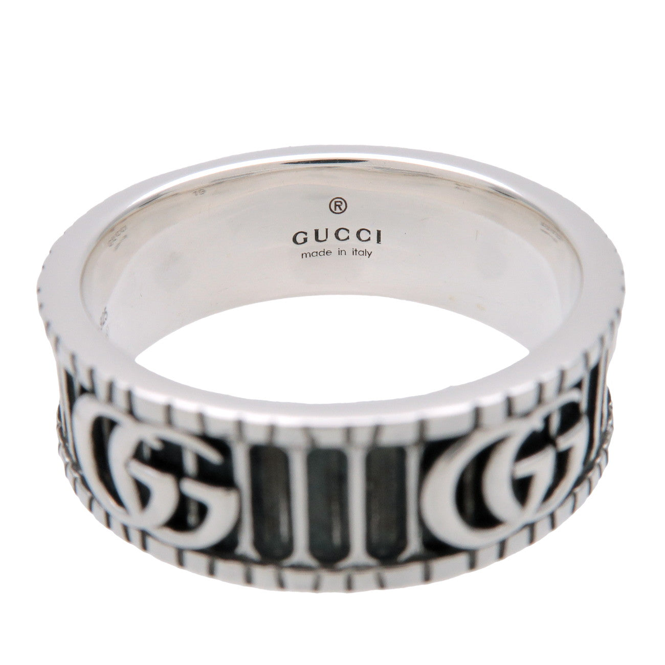 GUCCI Double G Wide Ring SV925 Silver #19 US8.5 EU58 HK19