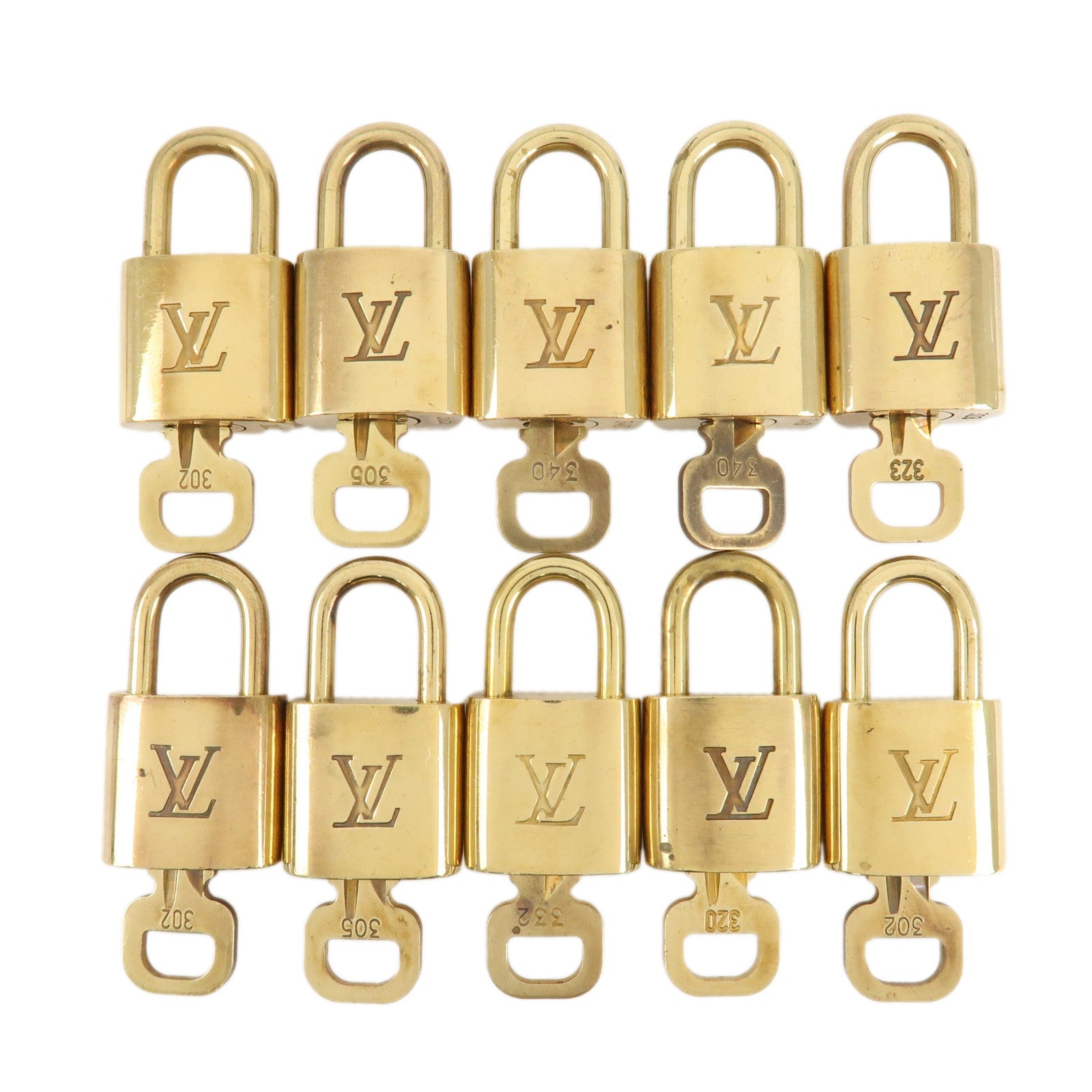 Louis Vuitton Set of 10 Lock & Key Cadena Key Lock Metal Gold Used
