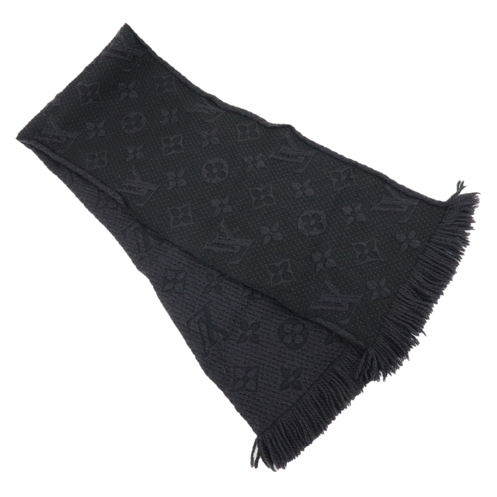 Louis Vuitton Echarpe Logomania Wool Silk Scarf Black M72431