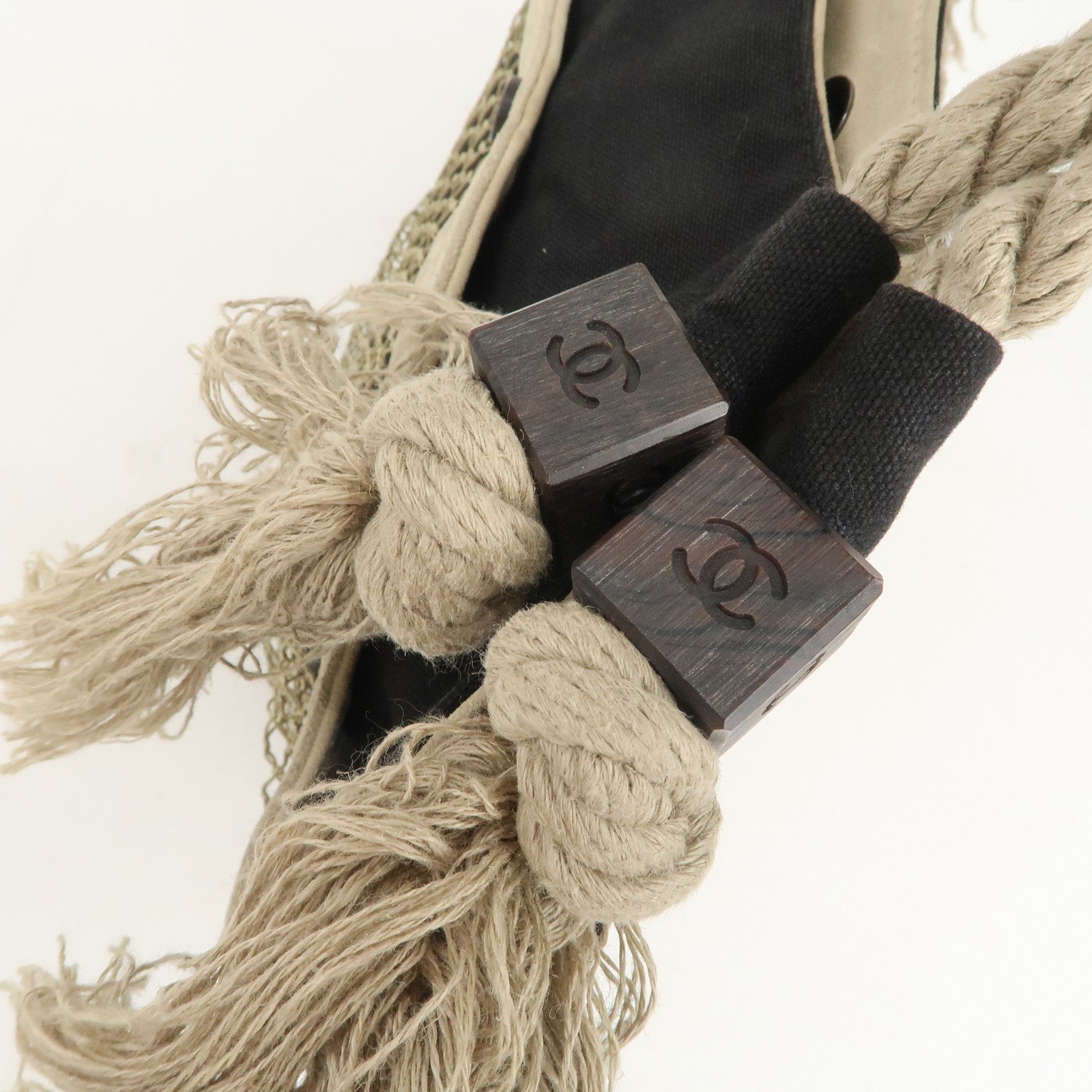 CHANEL COCO Mark Canvas Patent Leather Hand Bag Black Yellow
