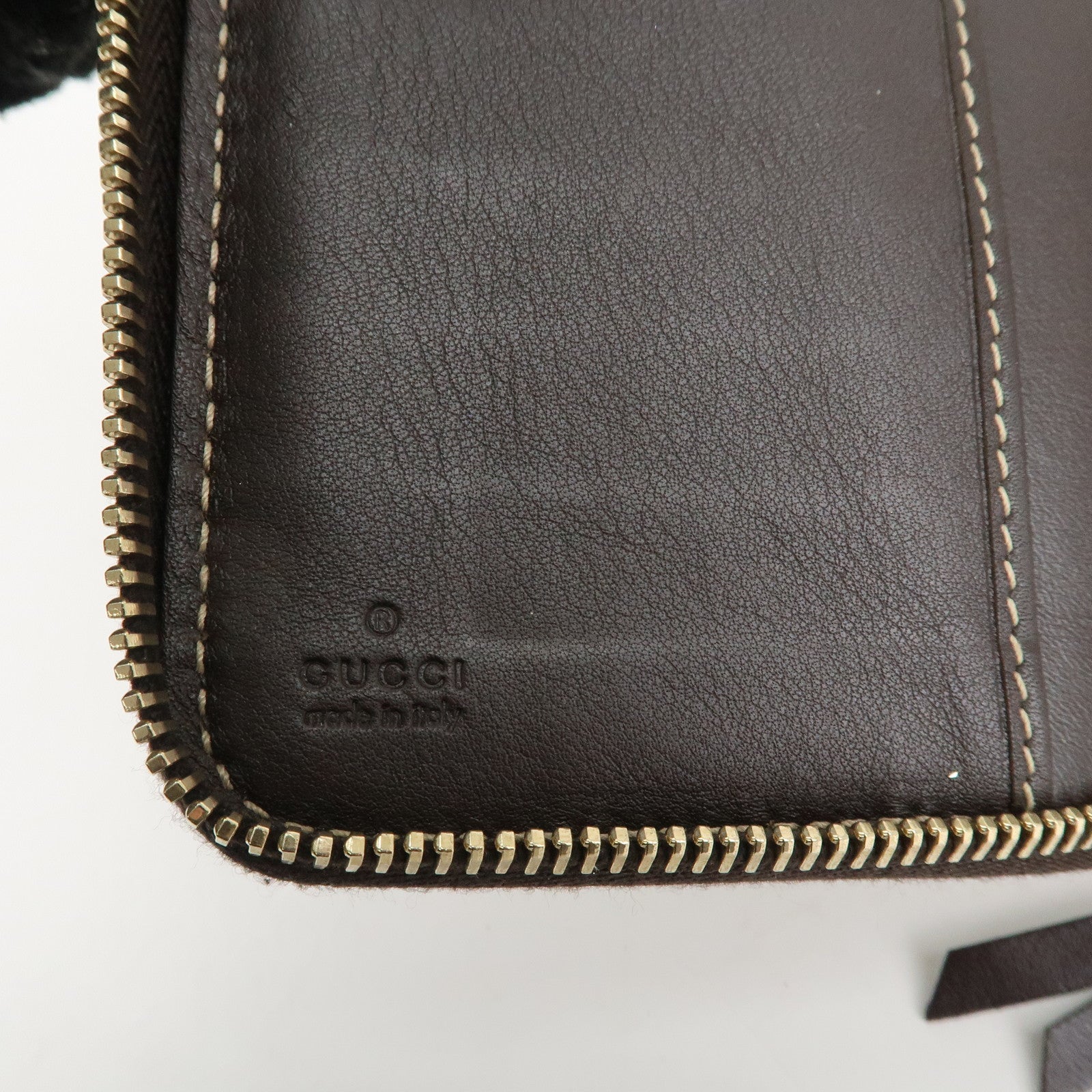 GUCCI GG Canvas Leather Planner Cover Brown Beige Gold HDW 233152 Used