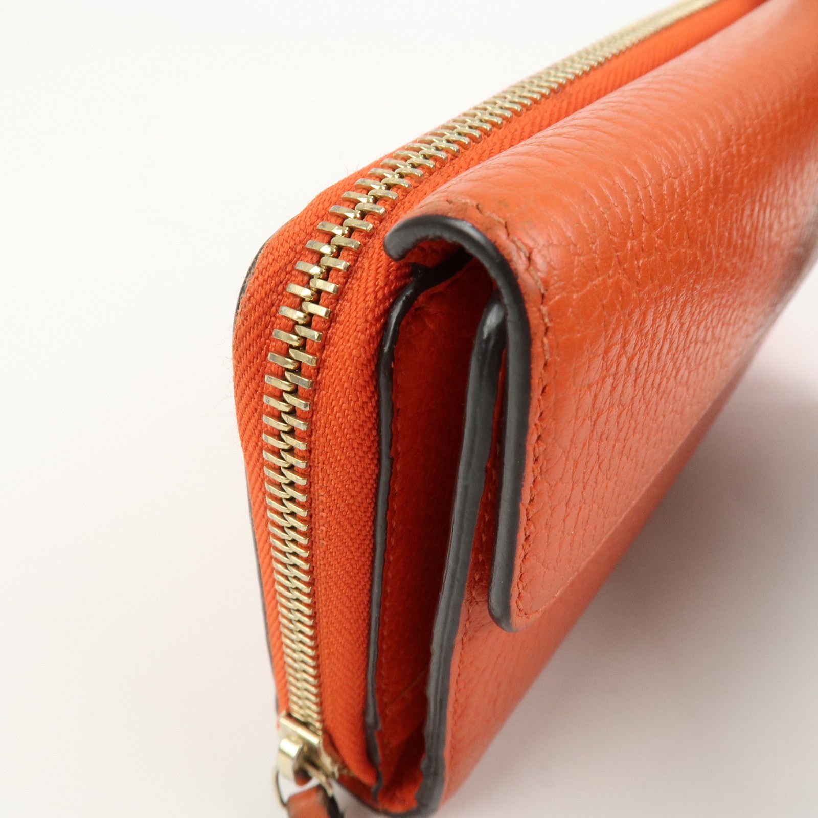 GUCCI Interlocking G Leather Flap Round Zippy Long Wallet 449397