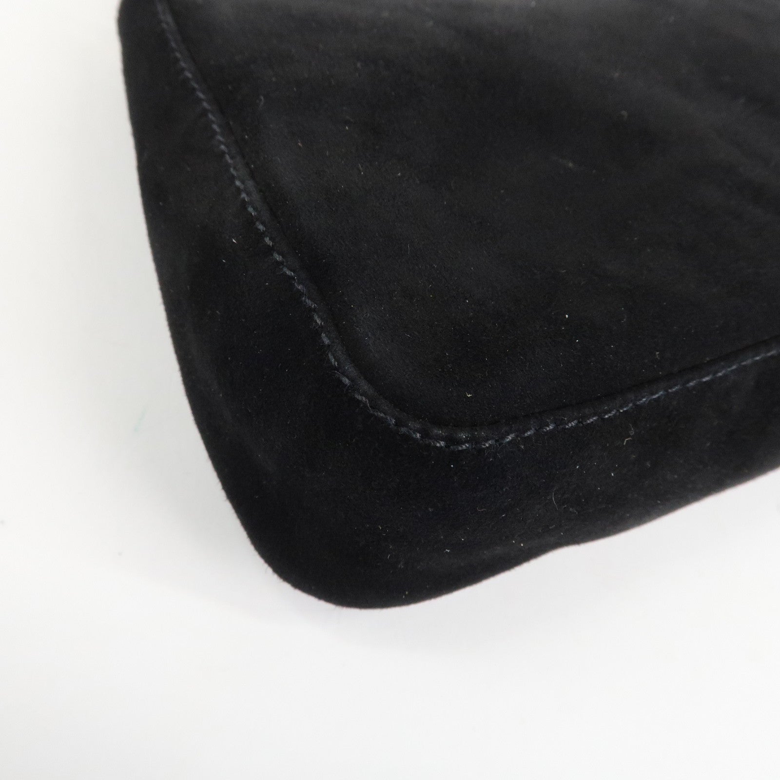 FENDI Suede Cosmetic Pouch Black Gold Hardware 26387 Used