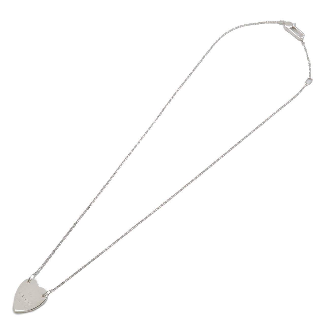 GUCCI Logo Heart Plate Necklace SV925 Silver