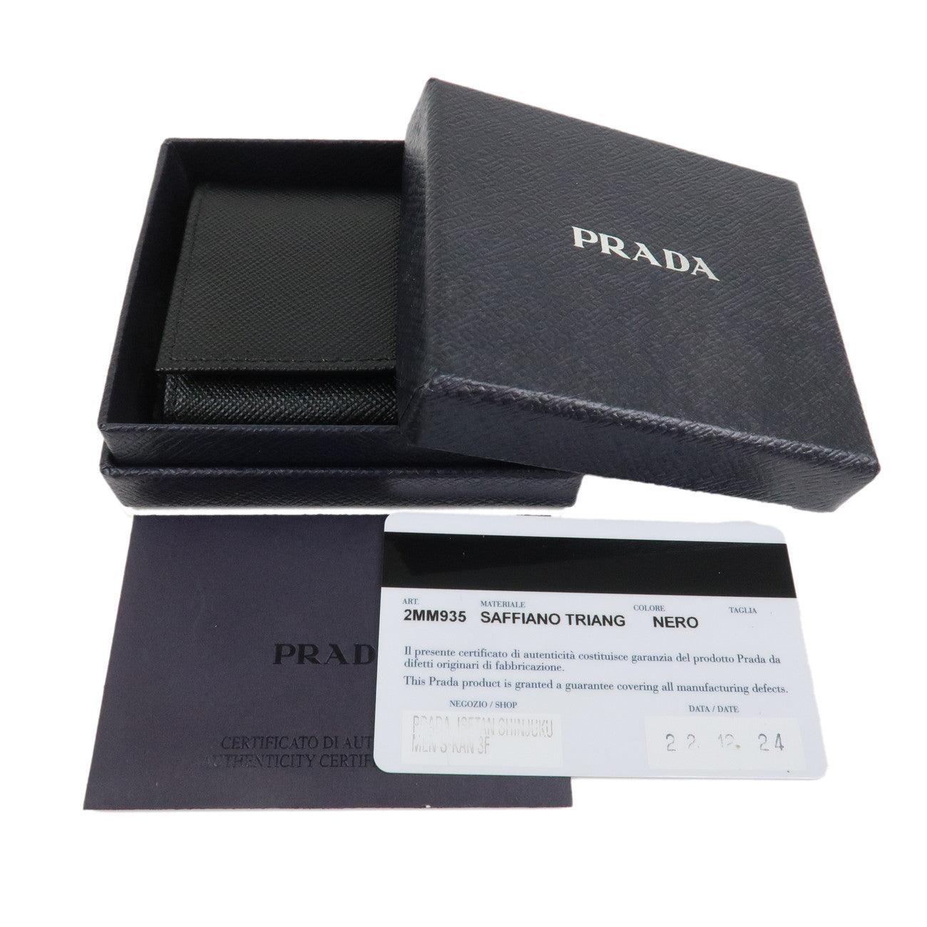 PRADA Triangle Logo Saffiano Leather Coin Case Black 2MM935
