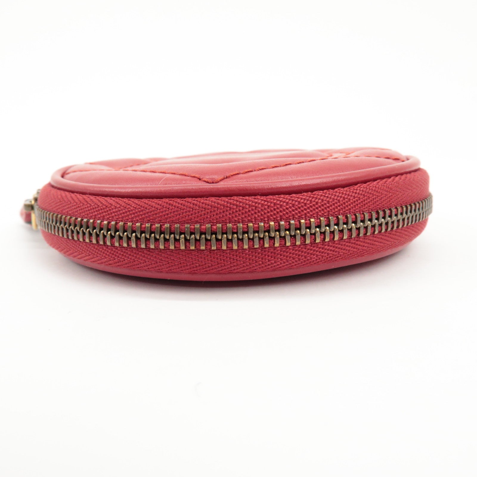 GUCCI GG Marmont Leather Round Coin Case Red 575160 Used