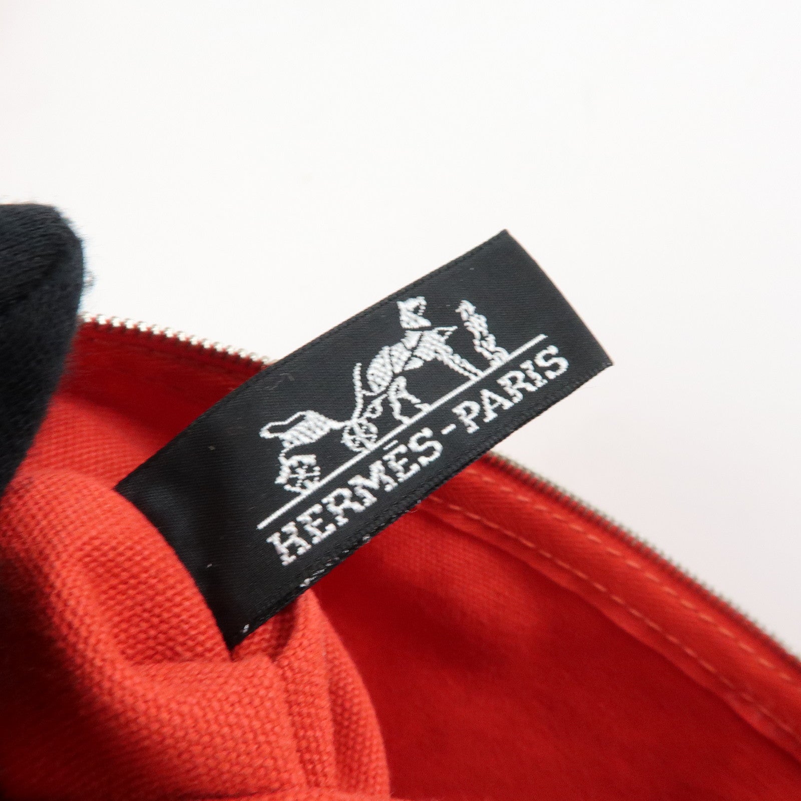 HERMES Sac Baguette GM Canvas Tote Bag Hand Bag Pink Red