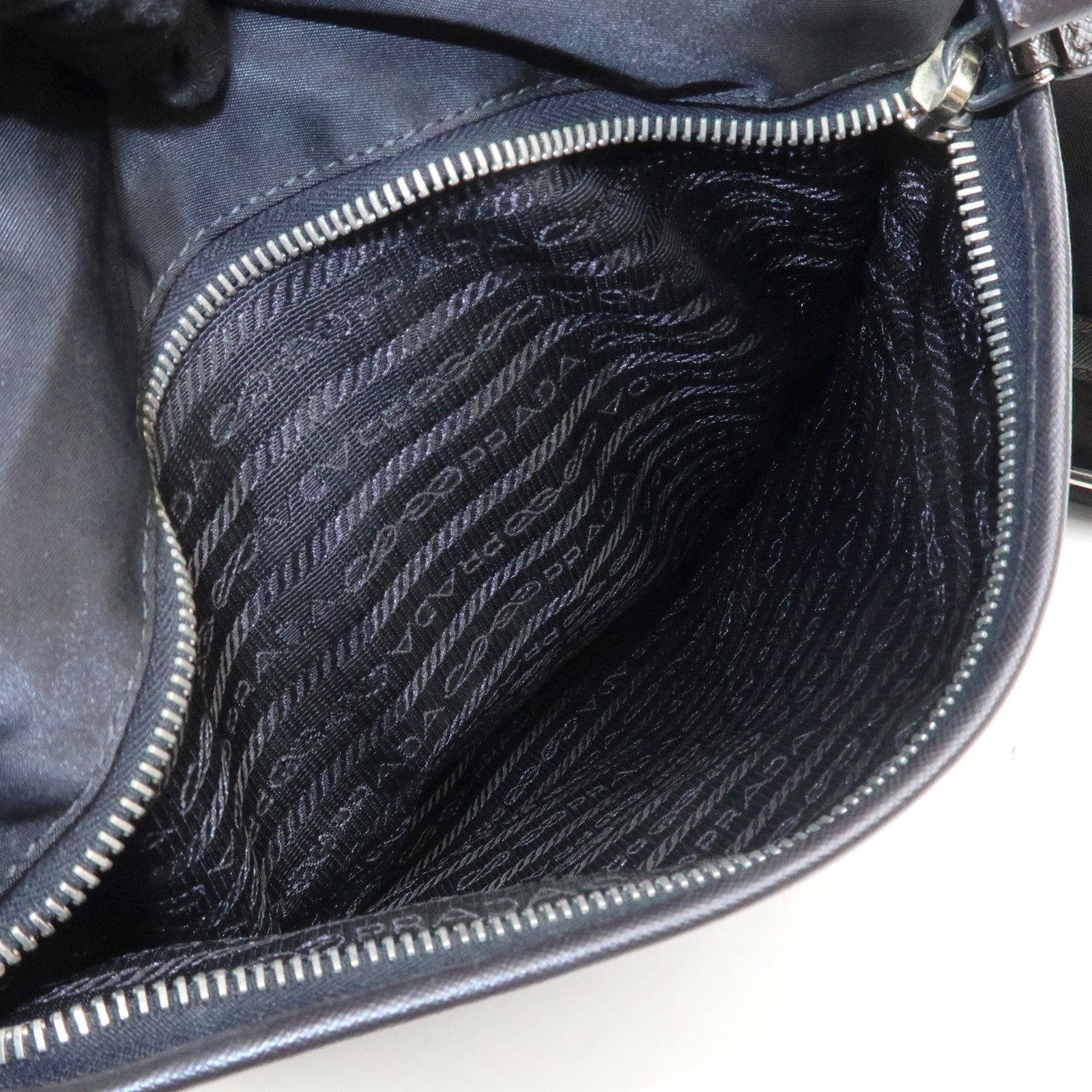 PRADA Triangle Logo Nylon Shoulder Bag Hand Bag Black