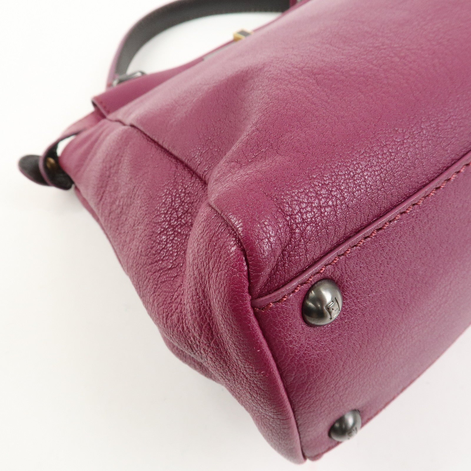 FENDI Peekaboo Leather 2Way Hand Bag Shoulder Bag Fuchsia 8BN226