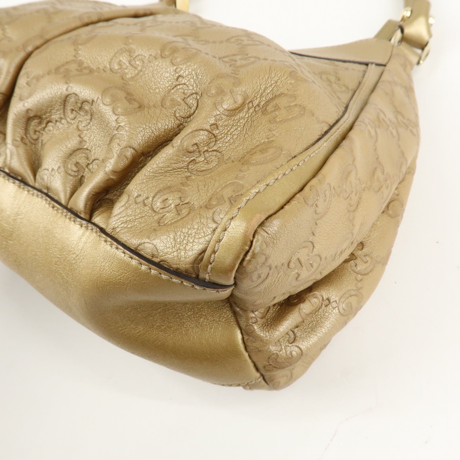 GUCCI Abbey Guccissima Leather Shoulder Bag Hand Bag Gold 190525 Used