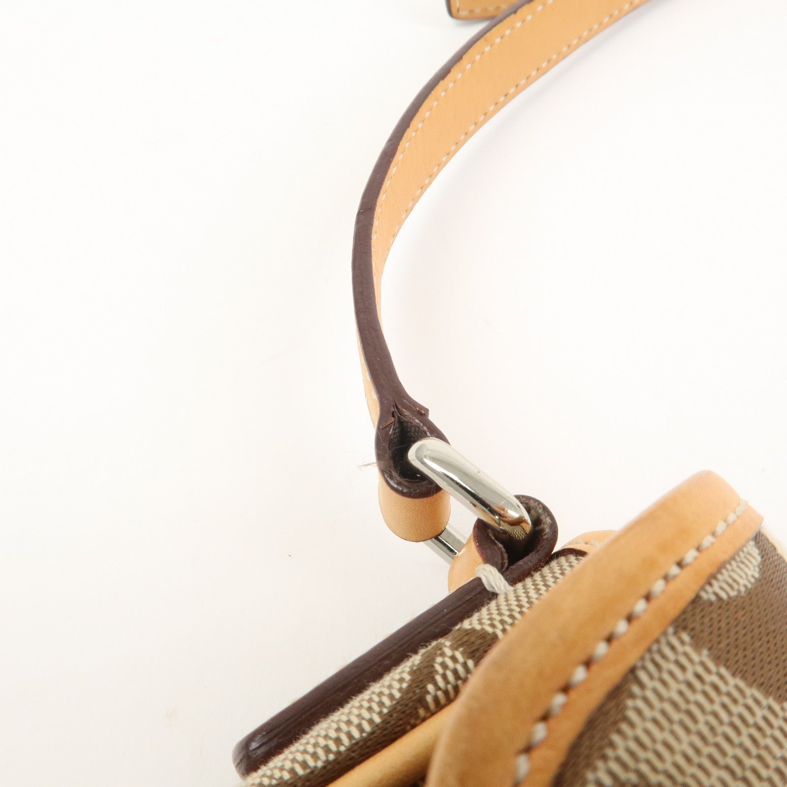 COACH Signature Canvas Leather Shoulder Bag Beige Light Brown