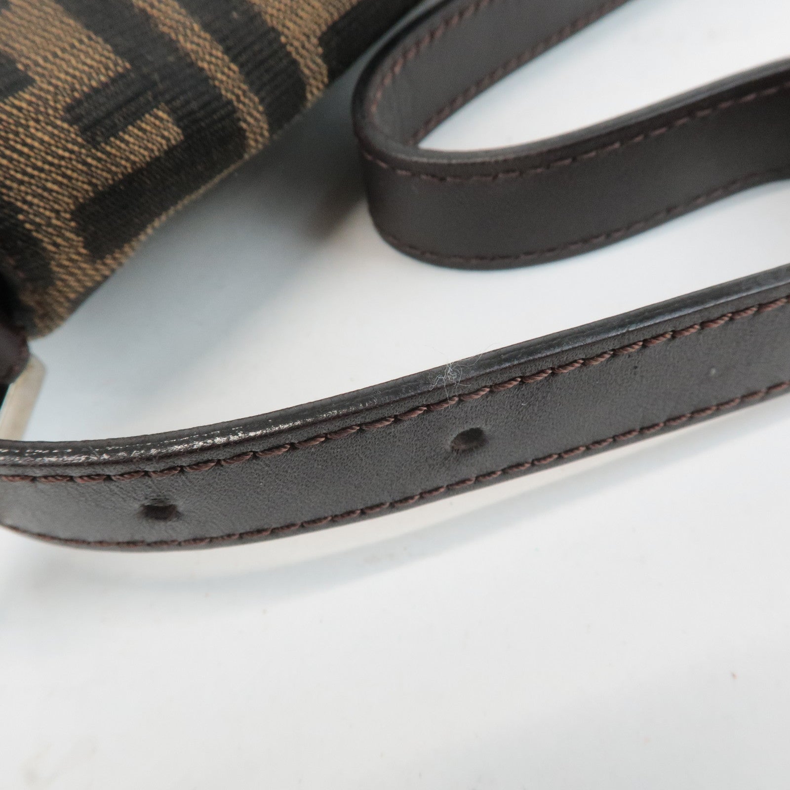 FENDI Zucca Mamma Baguette Canvas Shoulder Bag 26424 Brown Black Used