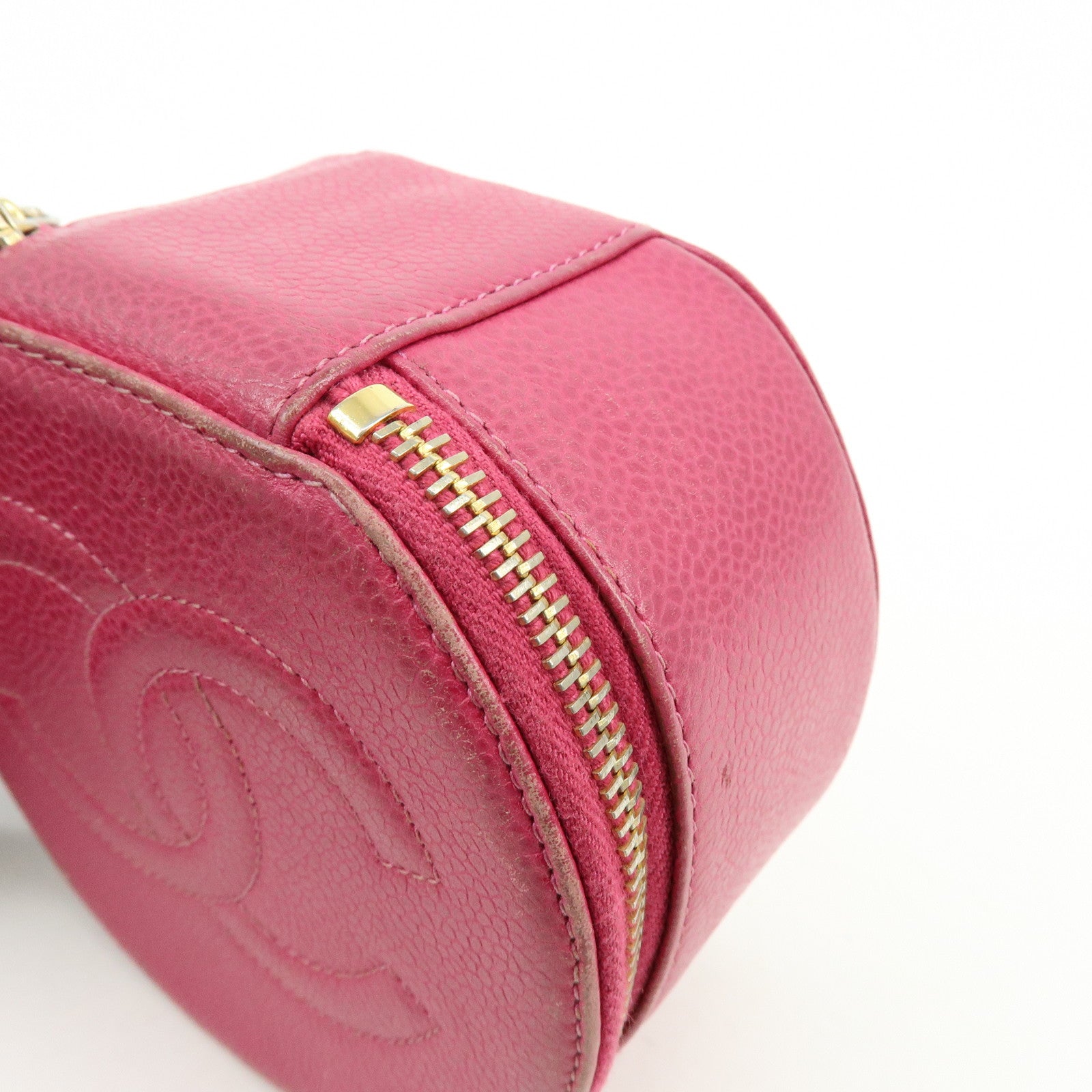 CHANEL Caviarskin Jewelry Case Cosmetic Case Accessory Pouch Pink